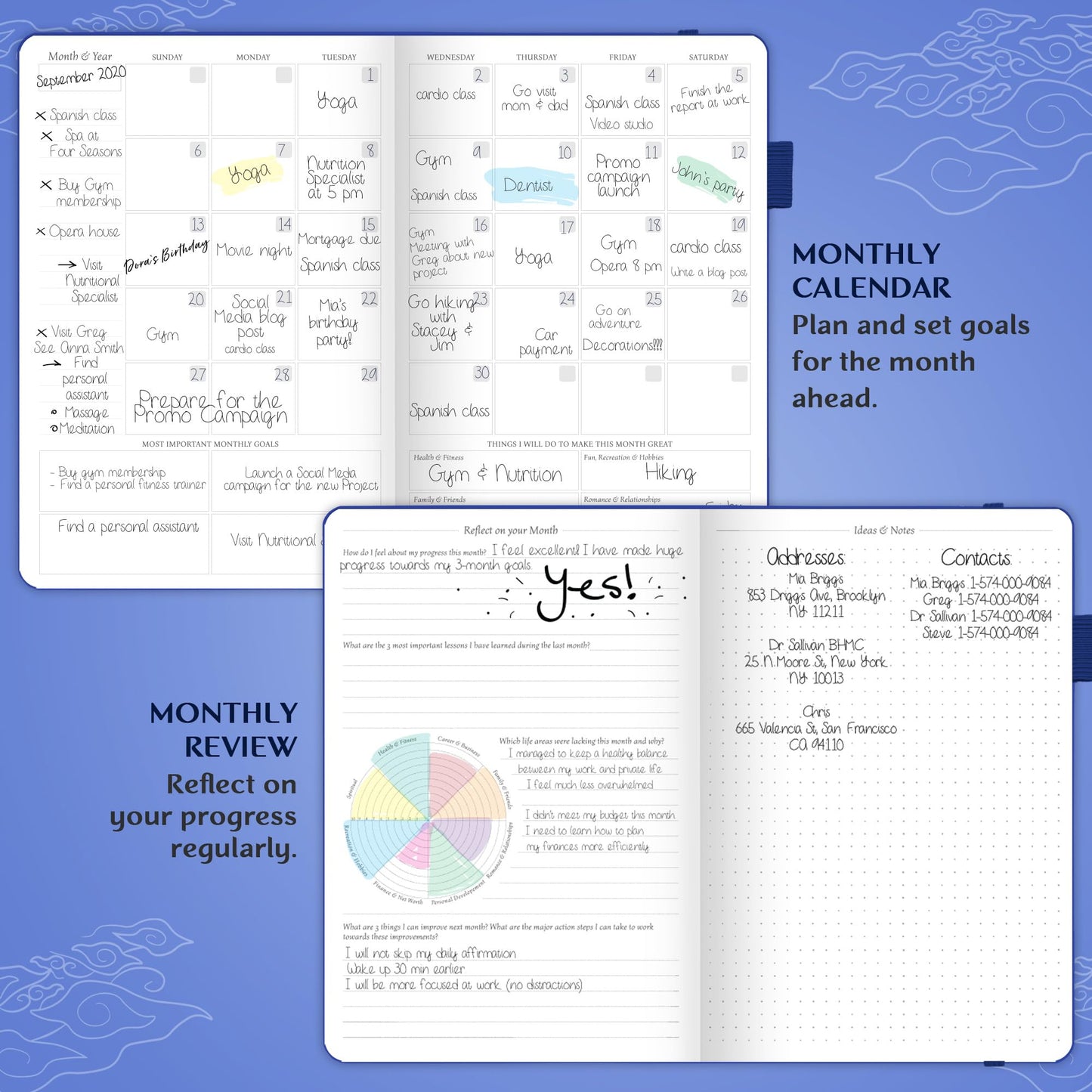 Legend Planner – Deluxe Weekly & Monthly Life Planner to Hit Your Goals & Live Happier. Organizer Notebook & Productivity Journal. A5 Hardcover, Undated – Start Any Time + Stickers – Royal Blue