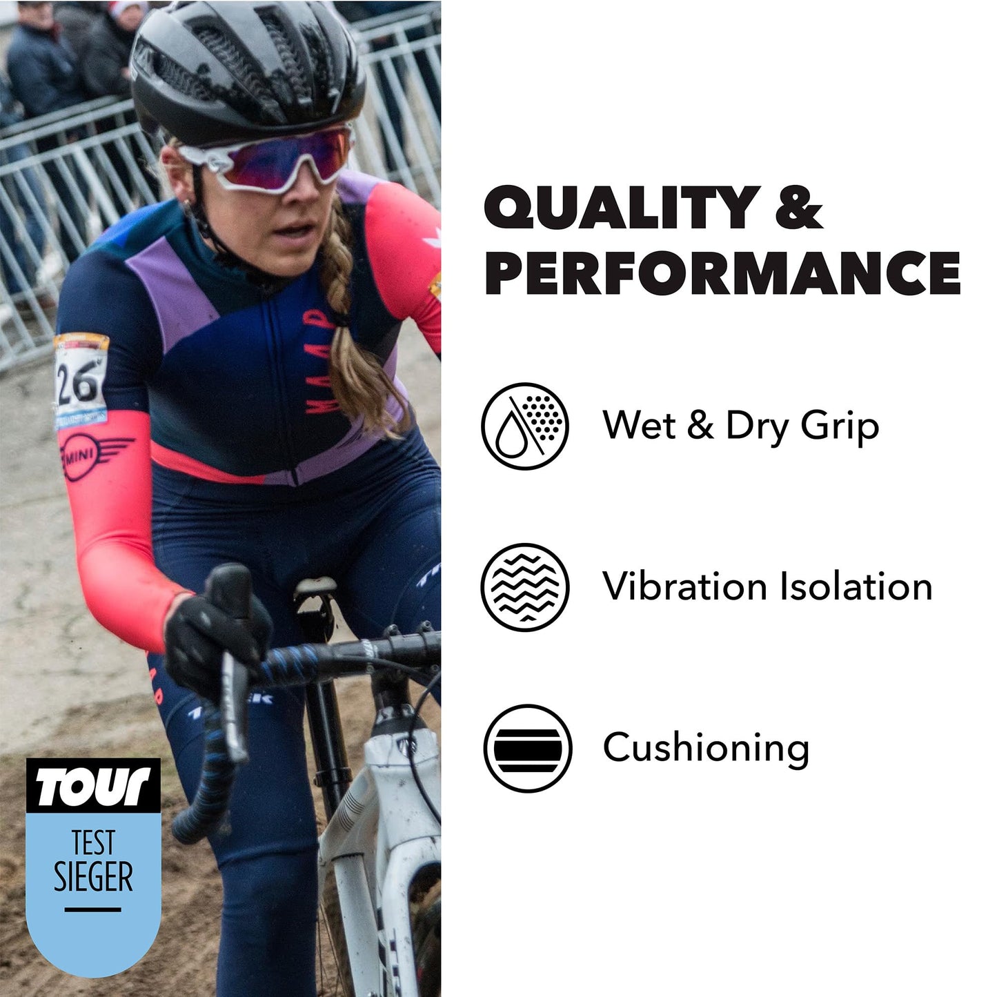SILCA Nastro Cuscino Bike Handlebar Tape, Black 2.5mm – Extra Thick Bike Bar Tape, Comes with Aluminum End Plugs & Installation Kit – Durable, Comfortable, and Vibration-Damping