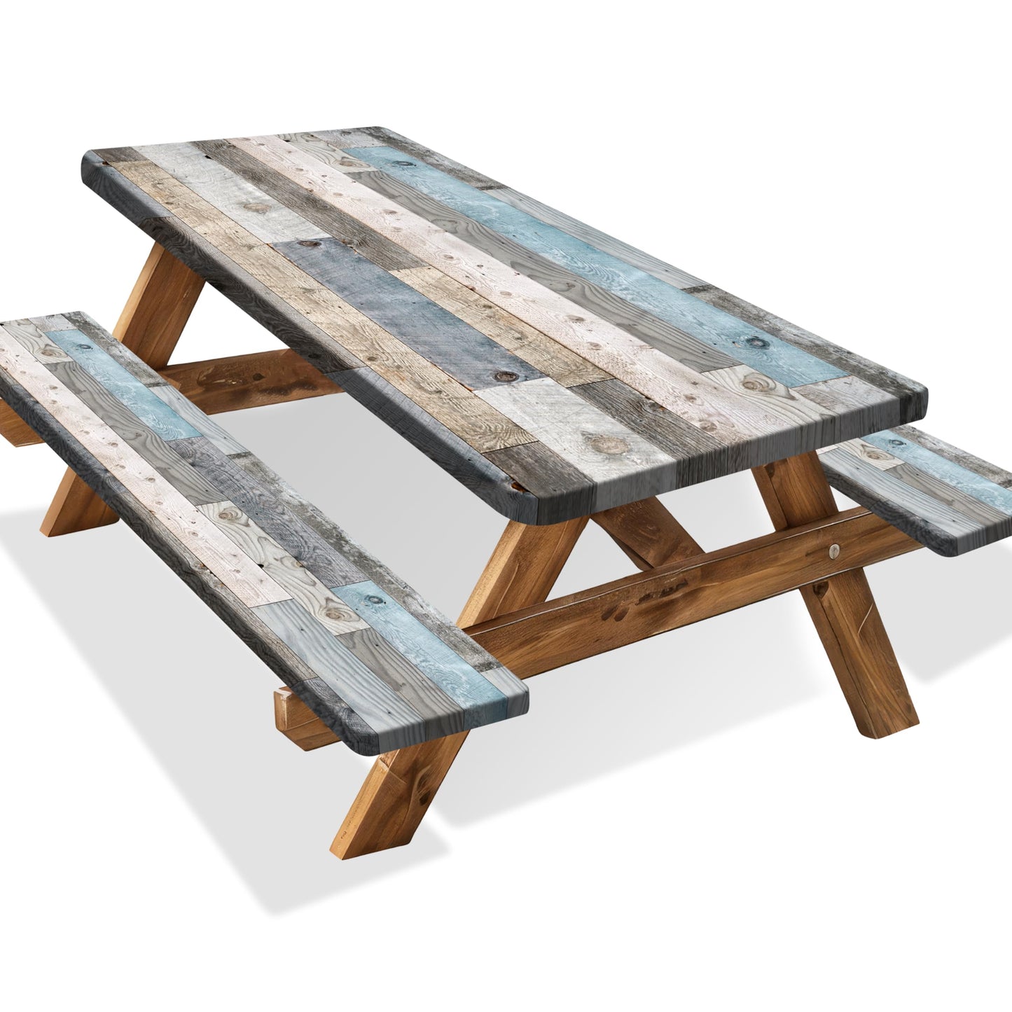 Picnic Table Cover with Bench Covers Farmhouse Outdoor Picnic Table Covers with Elastic Waterproof Tablecloths for Rectangle Picnic Tables for Camping Party Travel