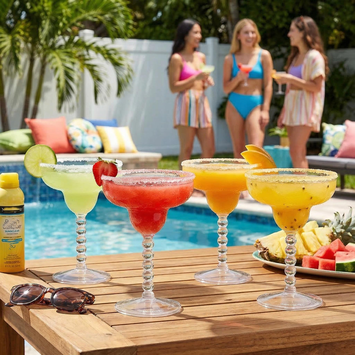 TOPZEA Acrylic Margarita Glasses Set of 4, 13.5 oz Shatter-proof Plastic Daiquiri Cocktail Cup, Unbreakable Martini Champagne Coupe Glasses Drinkware for Poolside, Bar, Party, BPA-free, Reusable