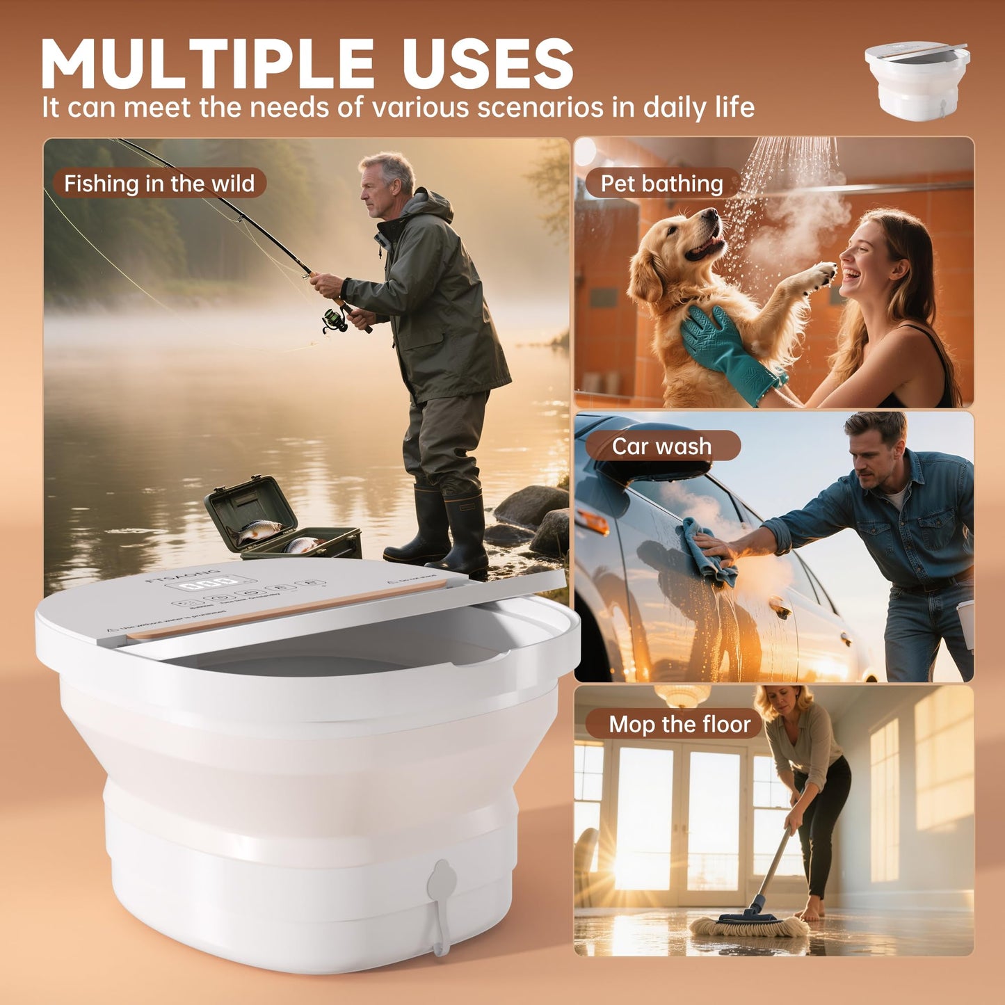 Collapasible Foot Spa Bath Massager with Heat, Pedicure Foot Spa with Bubbles and Jets/Timer/ Temperature Control, Feet Soak Tub for Home, Office, Relaxation and Stress Relief, Gift for Men and Women