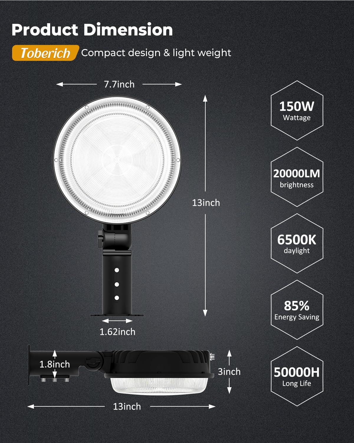 LED Barn Light, 150W 20000LM Dusk to Dawn Outdoor Lighting with Adjustable Angle Upgraded Photocell, 6500k Daylight IP66 Waterproof Street Lights for Yard, Barn, Farmhouse Outdoor Security Lighting