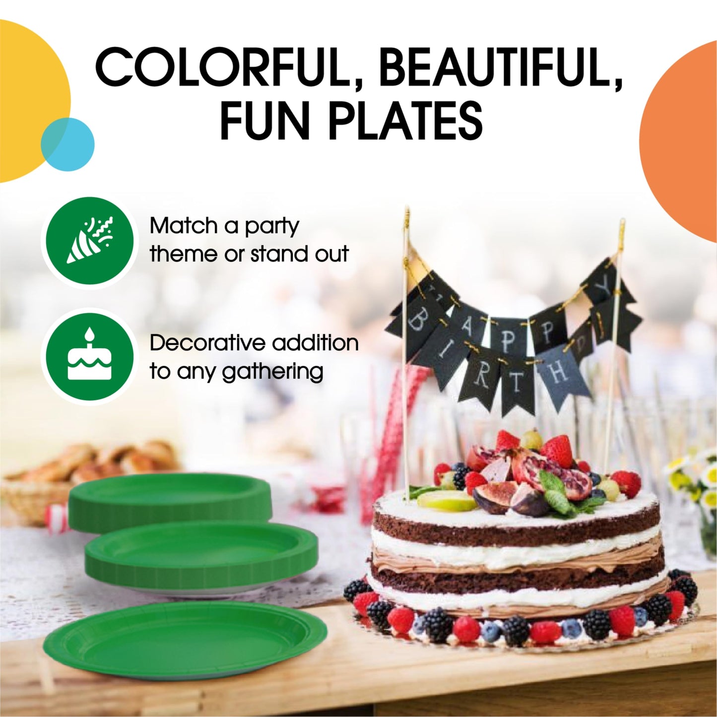Exquisite Emerald Green Paper Plates 200 Pack - 7" Emerald Paper Plates & 9" Emerald Paper Plates - Disposable Plates, Bulk Paper Plates