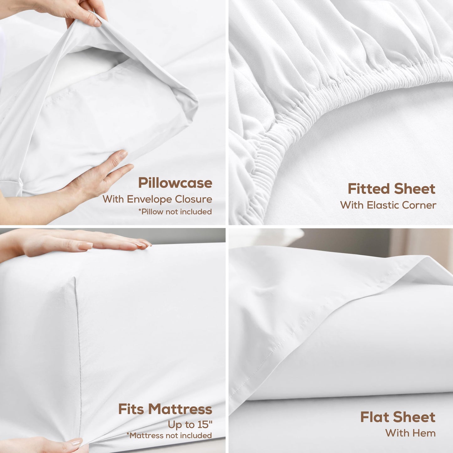 Utopia Bedding King Bed Sheets - 4 Piece King Size Cooling Sheet Set - Hotel Luxury Soft Breathable Microfiber, Oeko-TEX, Deep Pocket Easy Fit & Care, Fade & Wrinkle Resistant, White