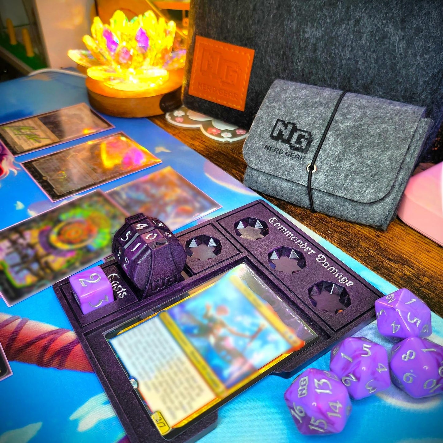 Nerd Gear Commander Essentials Kit, Ultimate Gift for MTG Commander EDH, Command Zone Tray, LifeTrax Counter, Spin Down dice, Dry Erase Tokens, Token case, and a Storage case (Deep Blue)
