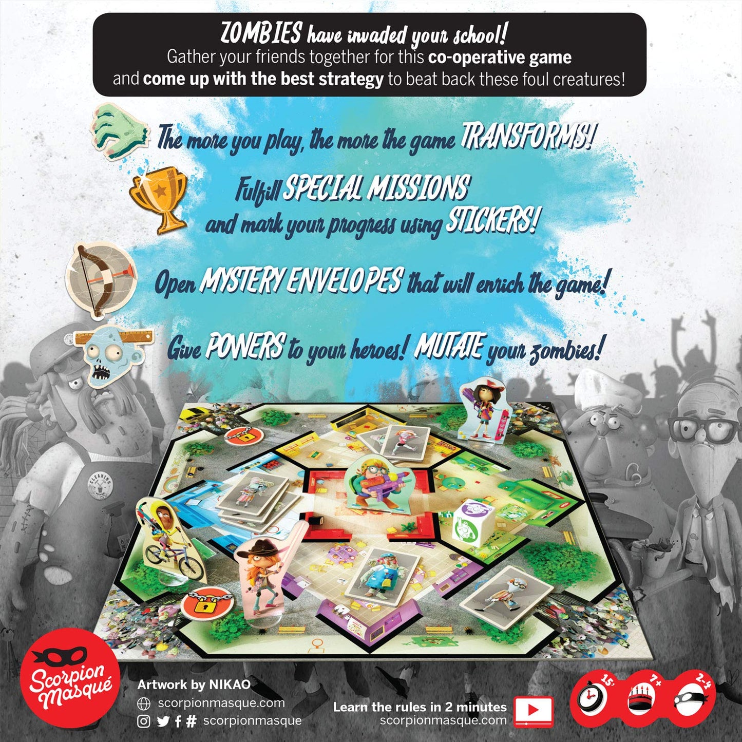 Zombie Kidz Evolution | English Version | Cooperative Game for Kids and Families | Ages 7+ | 2 to 4 Players | 15 Minutes