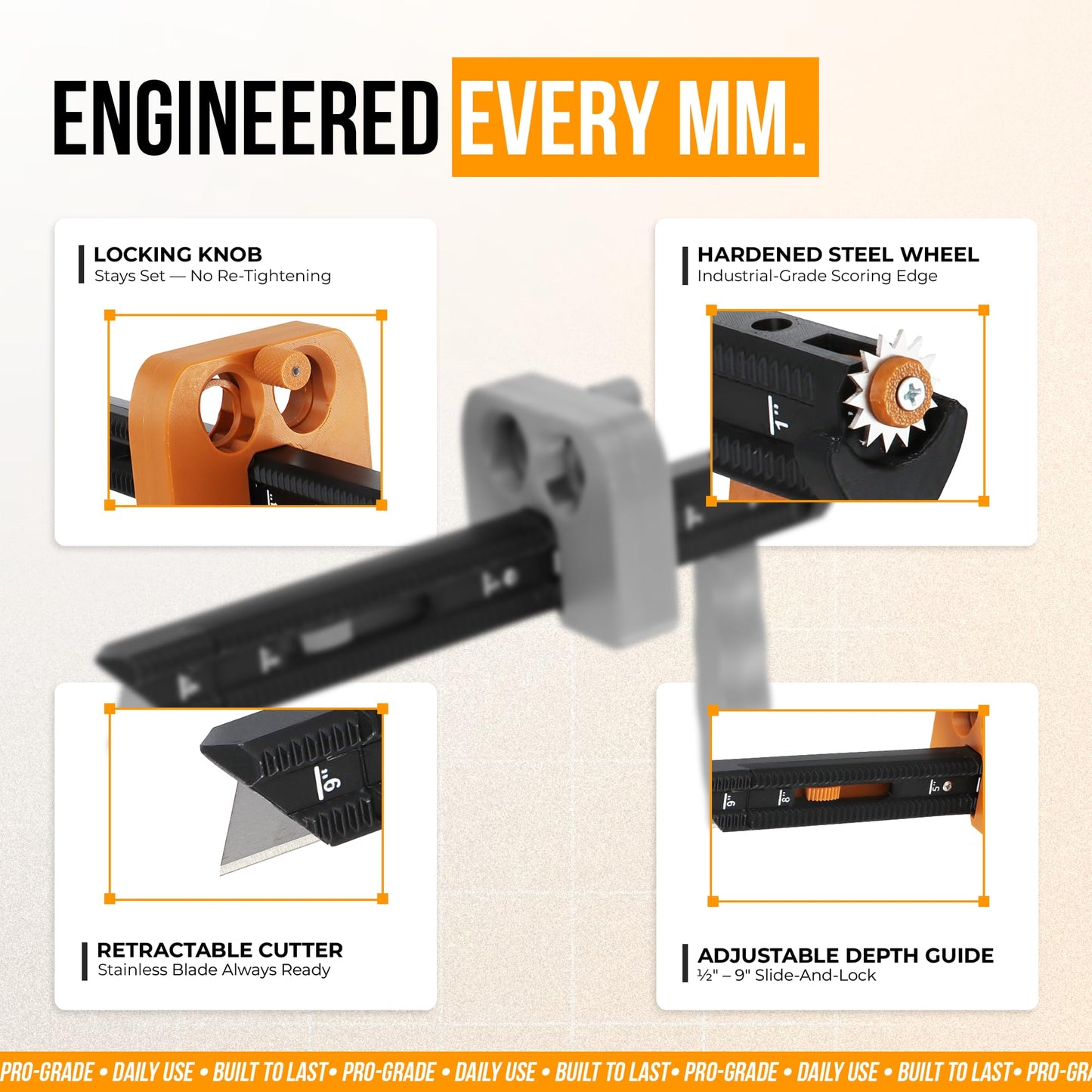 All-in-One Box Resizer Tool with Scoring Wheel & Built-In Cutter | Adjustable Depth Guide for Cardboard Box Right-Sizing | Reduce Shipping Costs & Packaging Waste