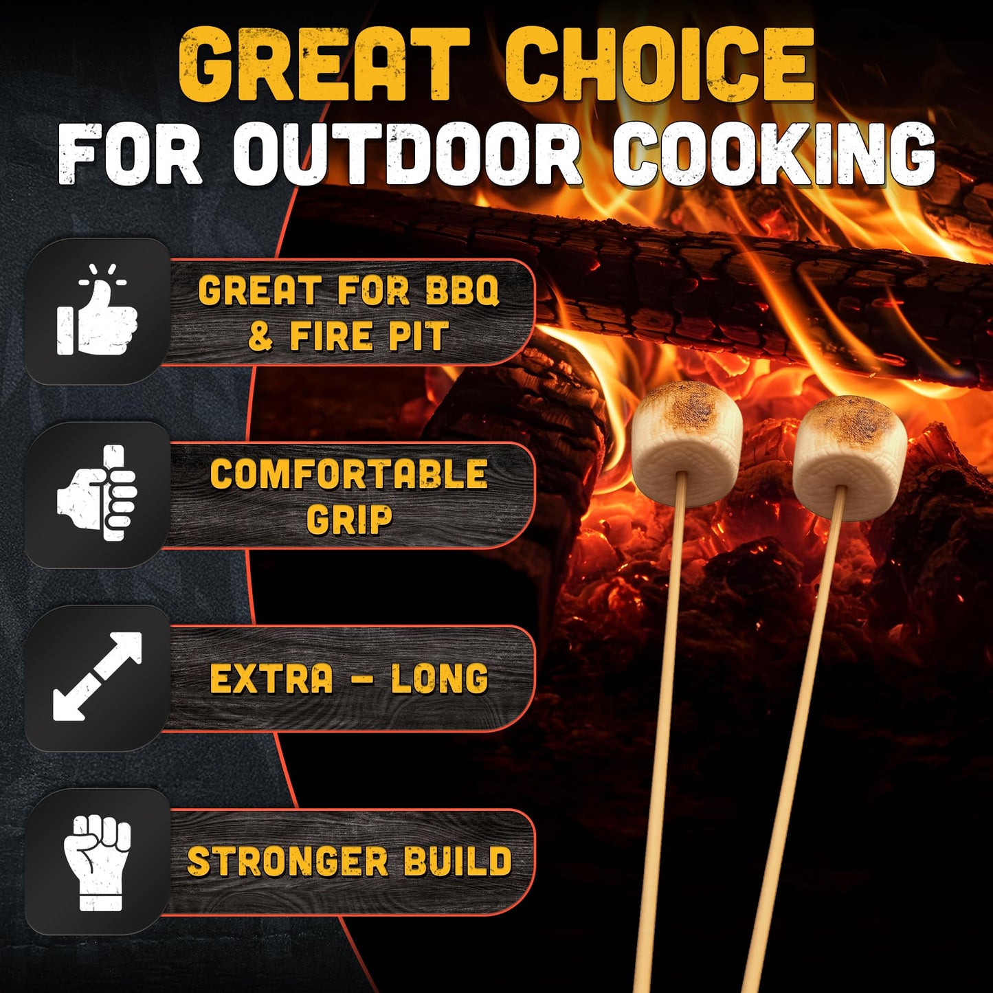 50 Pcs Bamboo Skewers for Grilling – 36 Inch Long Marshmallow Roasting Sticks for Campfire – Smores Sticks for Fire Pit to Making Kabobs, Hot Dog, Fruit, Crafts & Flower Bouquets