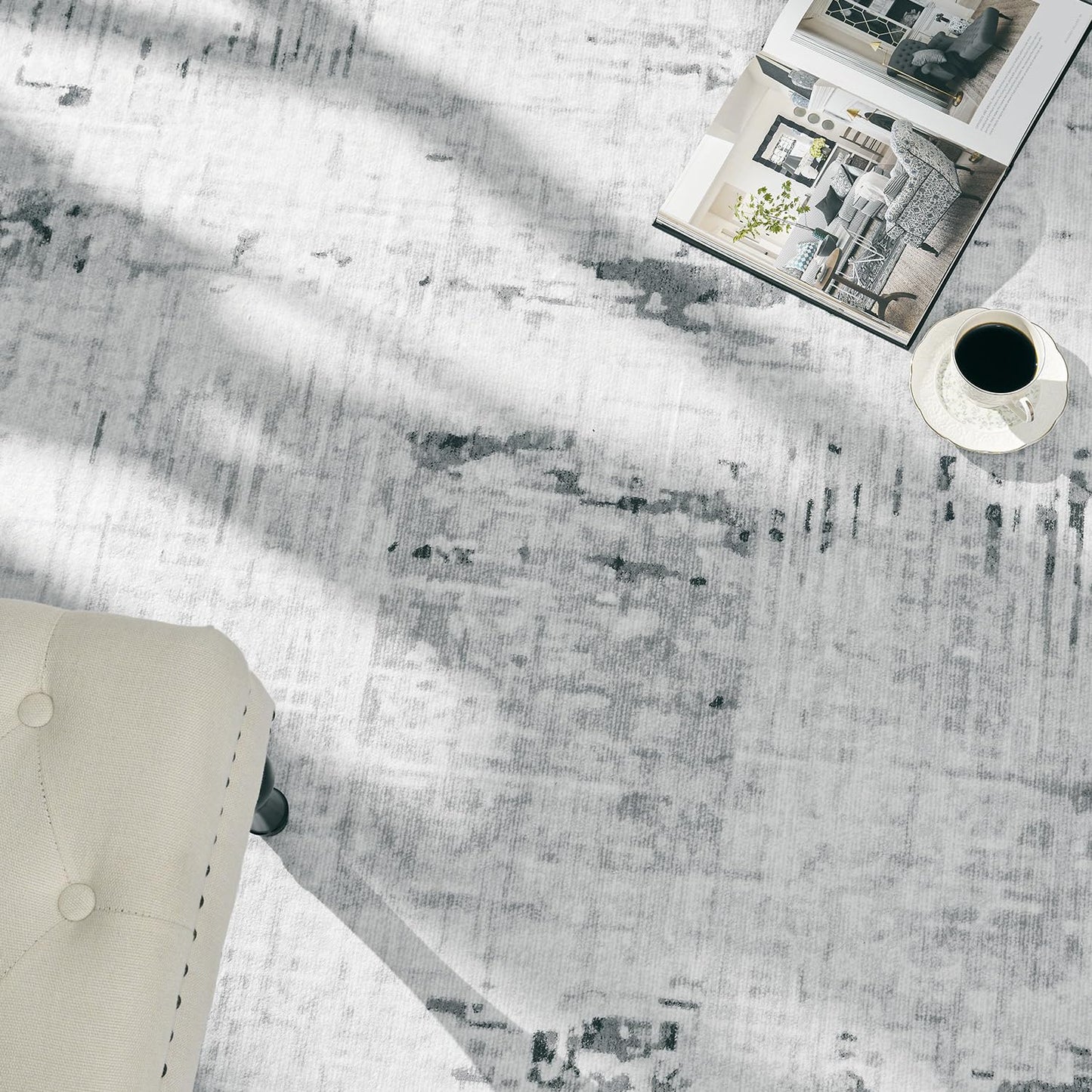 Resare-Area Rug-Rugs for Living Room 5x7 FT Washable Carpet Rug for Dining Bedroom Living Room Low Pile Abstract Grey