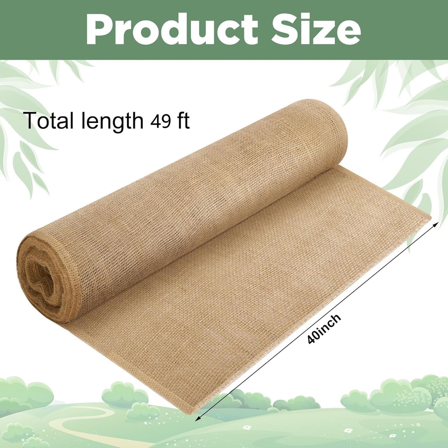 49Ft x 37.5in Fabric Burlap Tree Wrap Roll - Burlap Fabric Plants Cloth Cover - Natural Burlap Tree Trunk Protector Blanket for Winter Outdoor Garden Trees Shrubs Plants Frost Freeze Protection