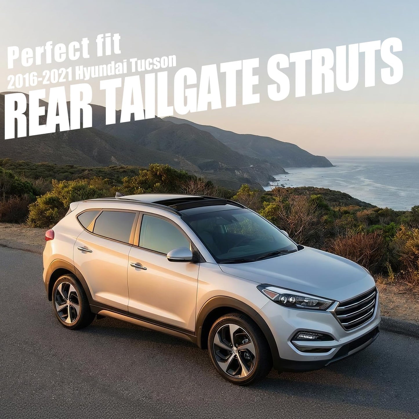 Vepagoo Rear Hatch Strut for Hyundai Tucson 2016 2017 2018 2019 2020 2021 Trunk Gas Shock Lift Support Tailgate liftgate 2Pcs Replacement Number: PM3710 81781D3000