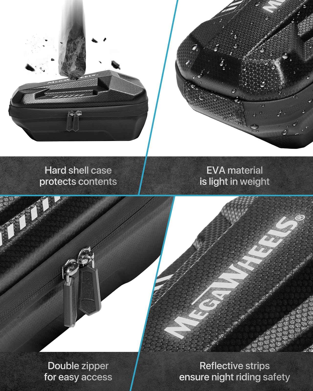 MEGAWHEELS Electric Scooter Bag,Universal Waterproof Escooter Handbar Hanging Bag Wtih 3 Independent Pockets for Carrying Chargers, Phone, Keys,Tools，4L,Tool-Free Installation