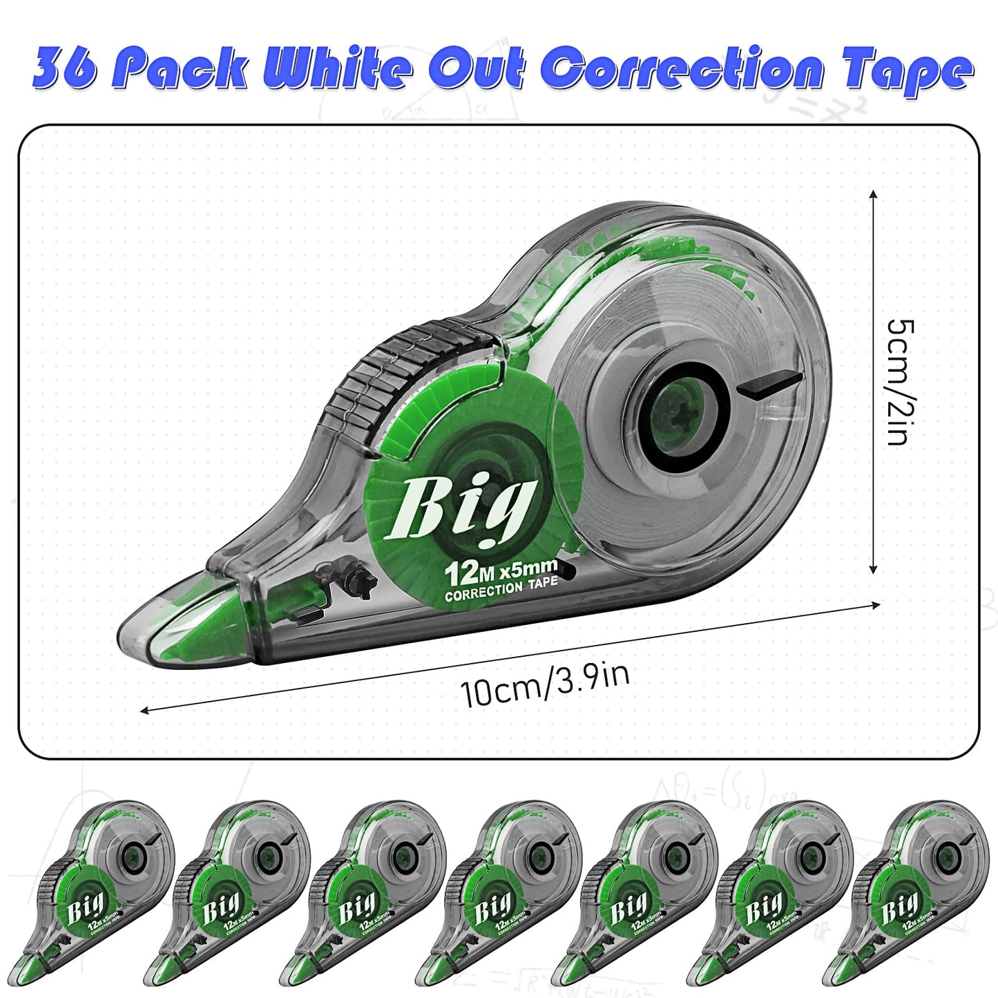 36 Pack Correction Tape Bulk, White Correctional Fluid Tapes, 39 Feet Each Wipe Out Easy Fast Eraser Correct Tape Roller for School Study Supplies Office Note Journal Scrapbooking