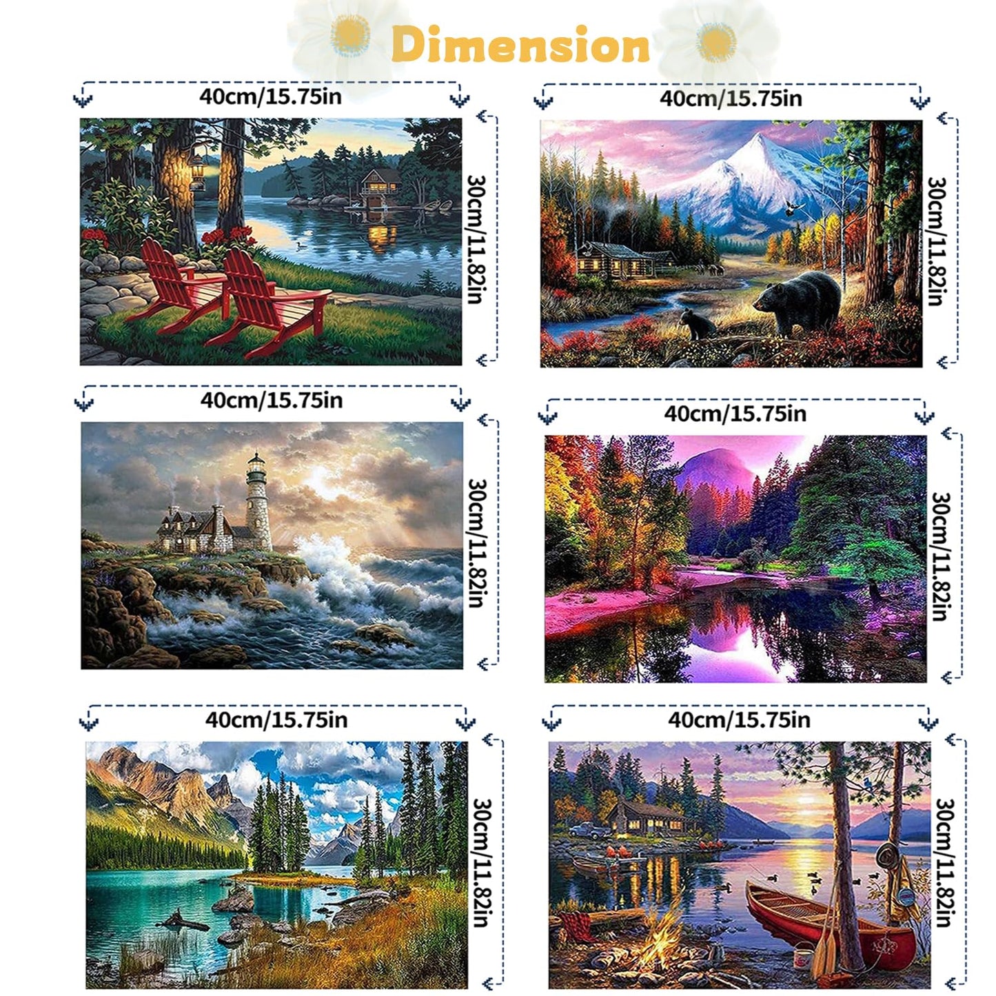 6 Pack Paint by Number for Adult Kits, JATOK 6 Sets Independent of Pigments DIY Landscape Oil Painting by Number Kits on Canvas for Adults Beginners for Home Wall Decoration 12 x 16in/30x40cm,Independent packaging Without Frames