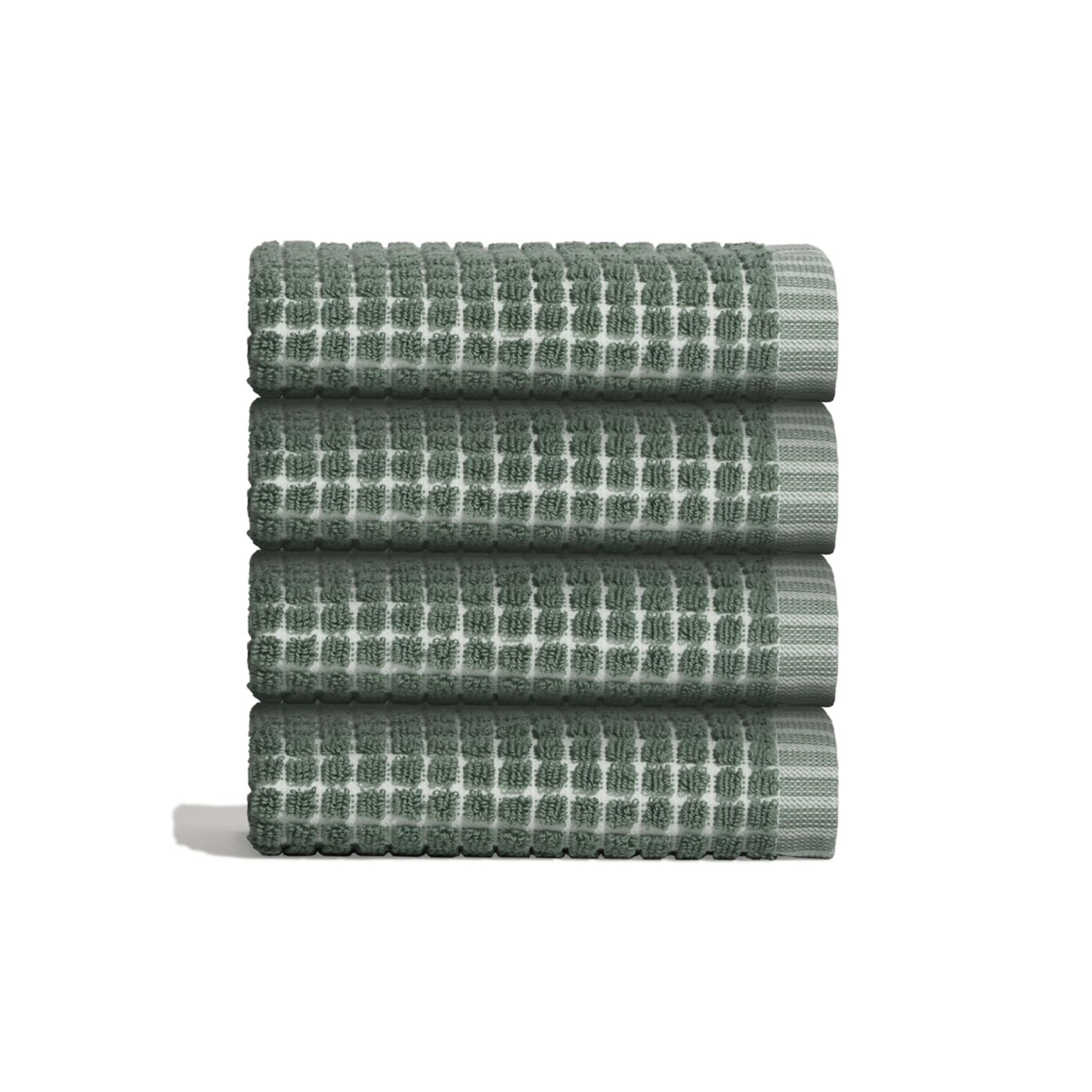 ONSEN Terry Cotton Towels (Spruce, 4X Face Towels) - Quick Drying, Lightweight, and Space Saving Design