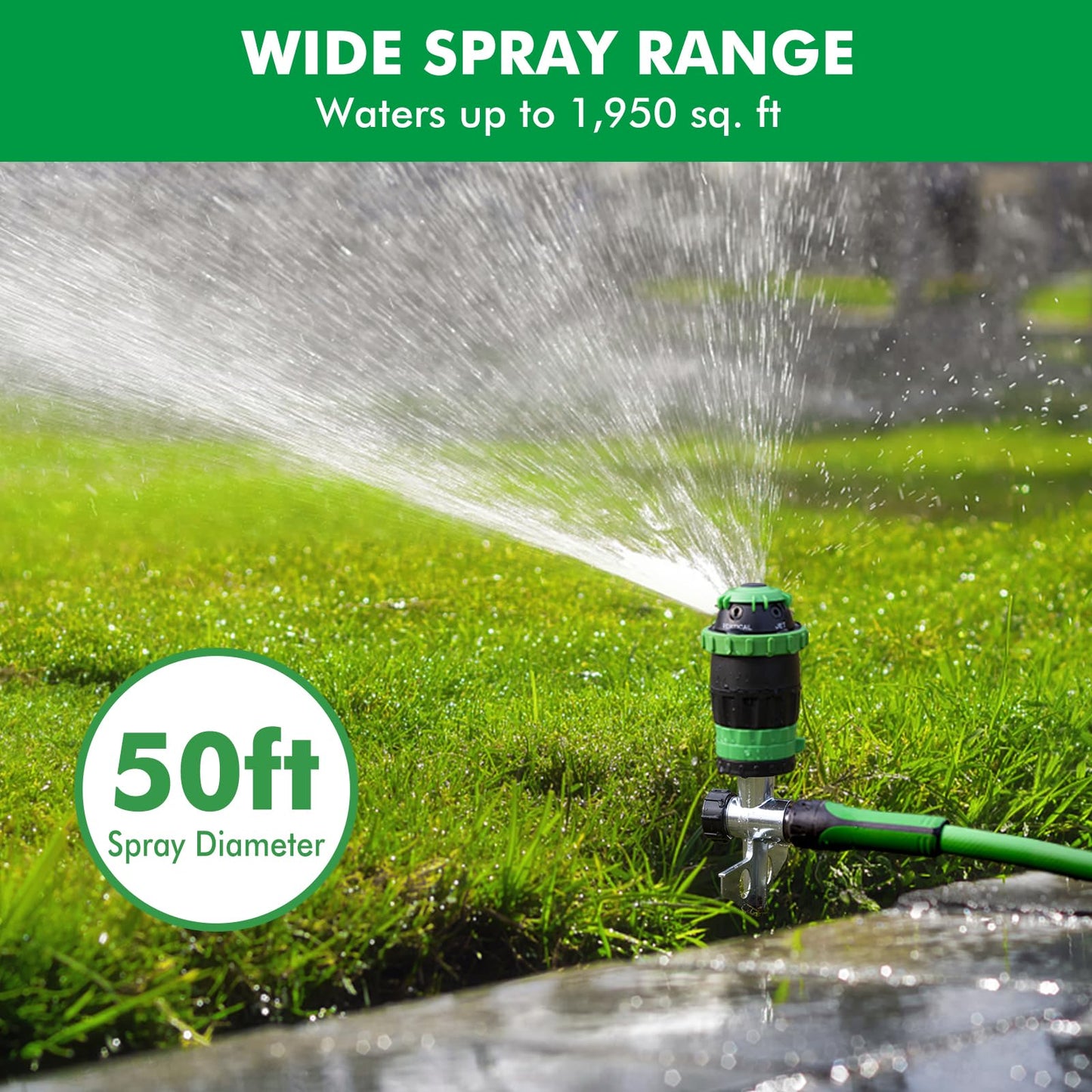 RESTMO Lawn Sprinkler on Spike, 5 Spray Modes Garden Sprinkler, Adjustment Coverage Area, Connect Multiple sprinklers, Spray Diameter Up to 50ft, Water Sprinklers for Lawn, Garden, Yard, Plant Park