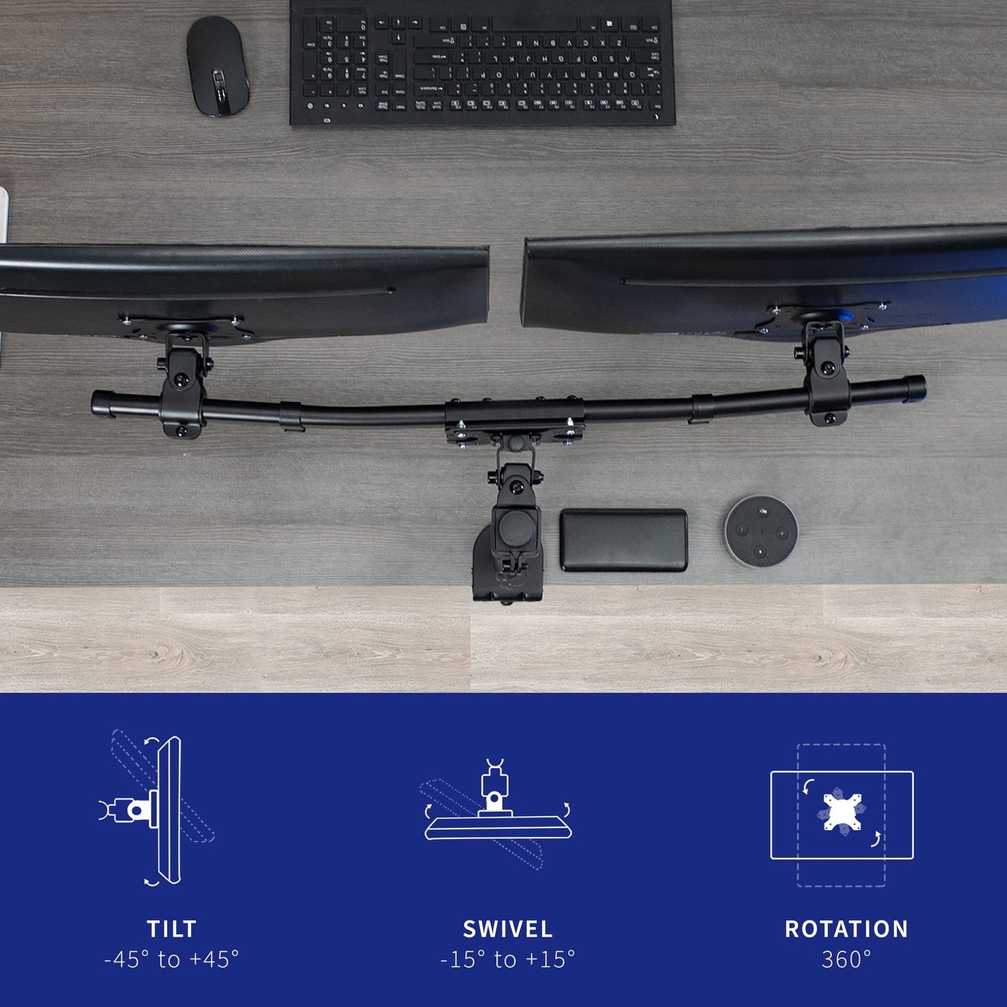 Dual VESA Bracket Adapter Horizontal Assembly Mount, 2 Monitor Screens up to 27"
