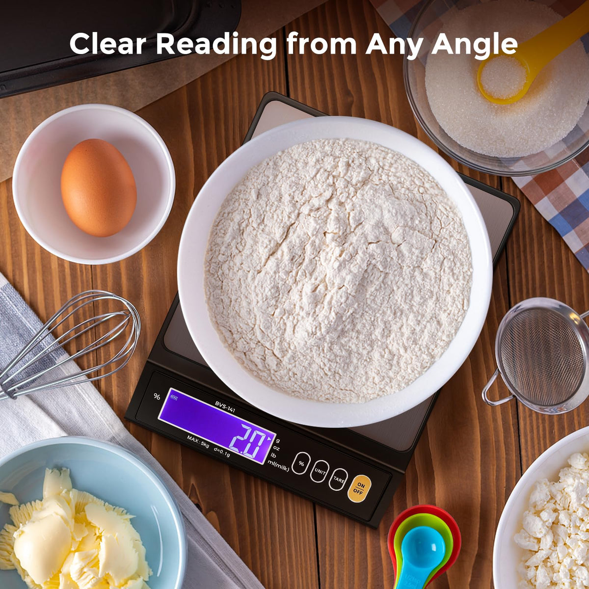 Bonvoisin Baking Scales 0.1 Gram Accuracy Digital Scales for Kitchen, Candle, Soap and Sourdough Bread, with Percentage Weighing Function, Weighing in Grams, Pounds and Ounces (10 lbs)