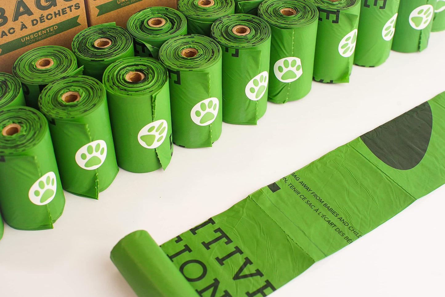 Pawsitive Solutions Eco-Friendly Compostable Extra Thick and Strong Unscented Doggy Poop Waste Bags - Easy Open BPI Certified (240 Bags)