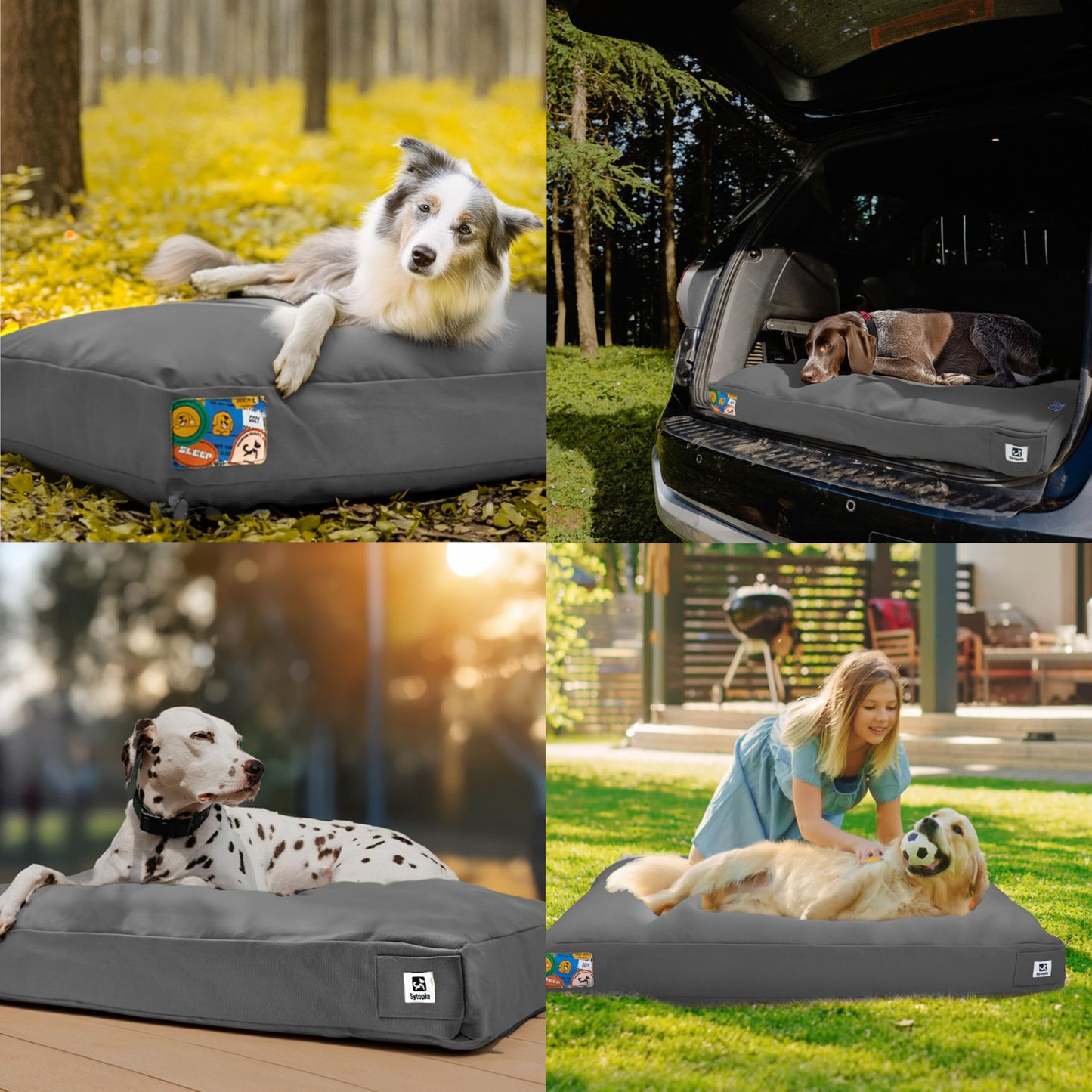 Sytopia Durable Waterproof & Chew-Proof Outdoor Dog Bed, 36-Inch for Large Dogs, Removable Washable Cover, Crate/Patio/Indoor Use (Dark Grey)