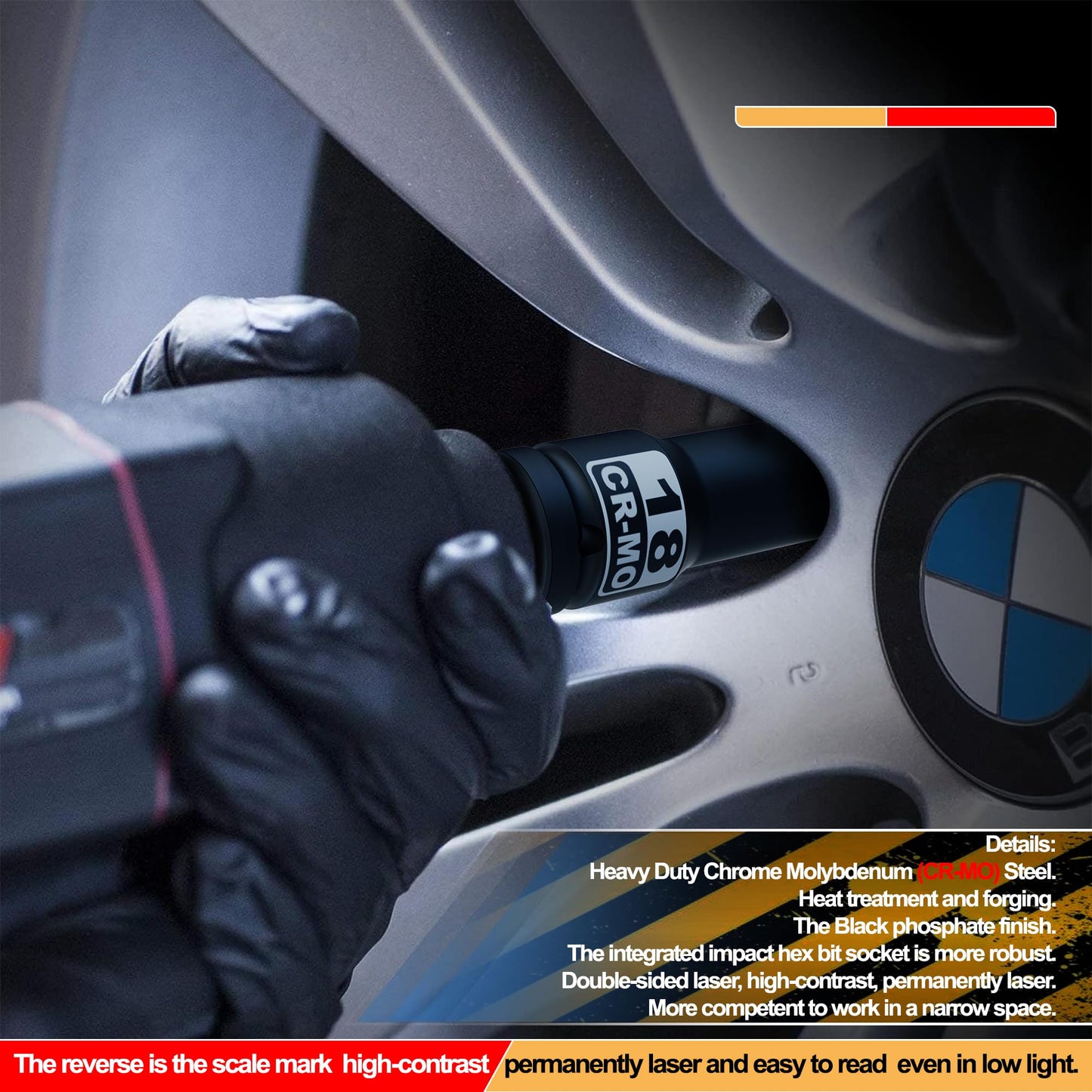 Aiourx 1/2" Drive Master Impact Hex Bit Socket Set, Metric & SAE, 20-Piece Impact Allen Bit Socket Set, 5mm - 19mm & 1/4" - 3/4", Heavy Duty Storage Case