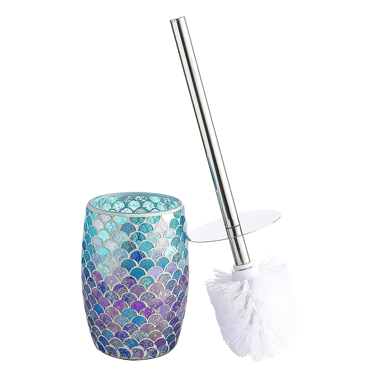 Whole HOUSEWARES | Modern Toilet Brush Set | Toilet Bowl Brush and Holder | Bathroom Accessory Set | Toilet Brushes for Bathroom | Freestanding Mosaic Toilet Bowl Cleaner (Mermaid)