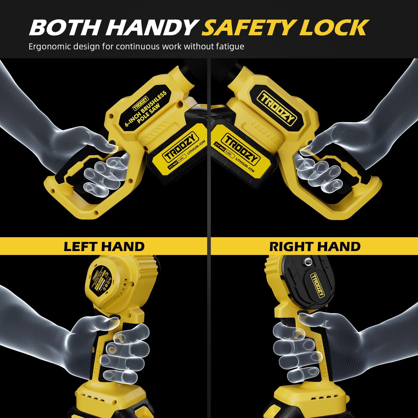 2-in-1 Mini Chainsaw & Cordless 6 Inch Pole Saw,21V 3Ah Battery Powered Brushless Electric Rotatable Pole Saw 15-Foot Max Reach & Multi-Angle for Tree Branches Pruning, Wood Cutting