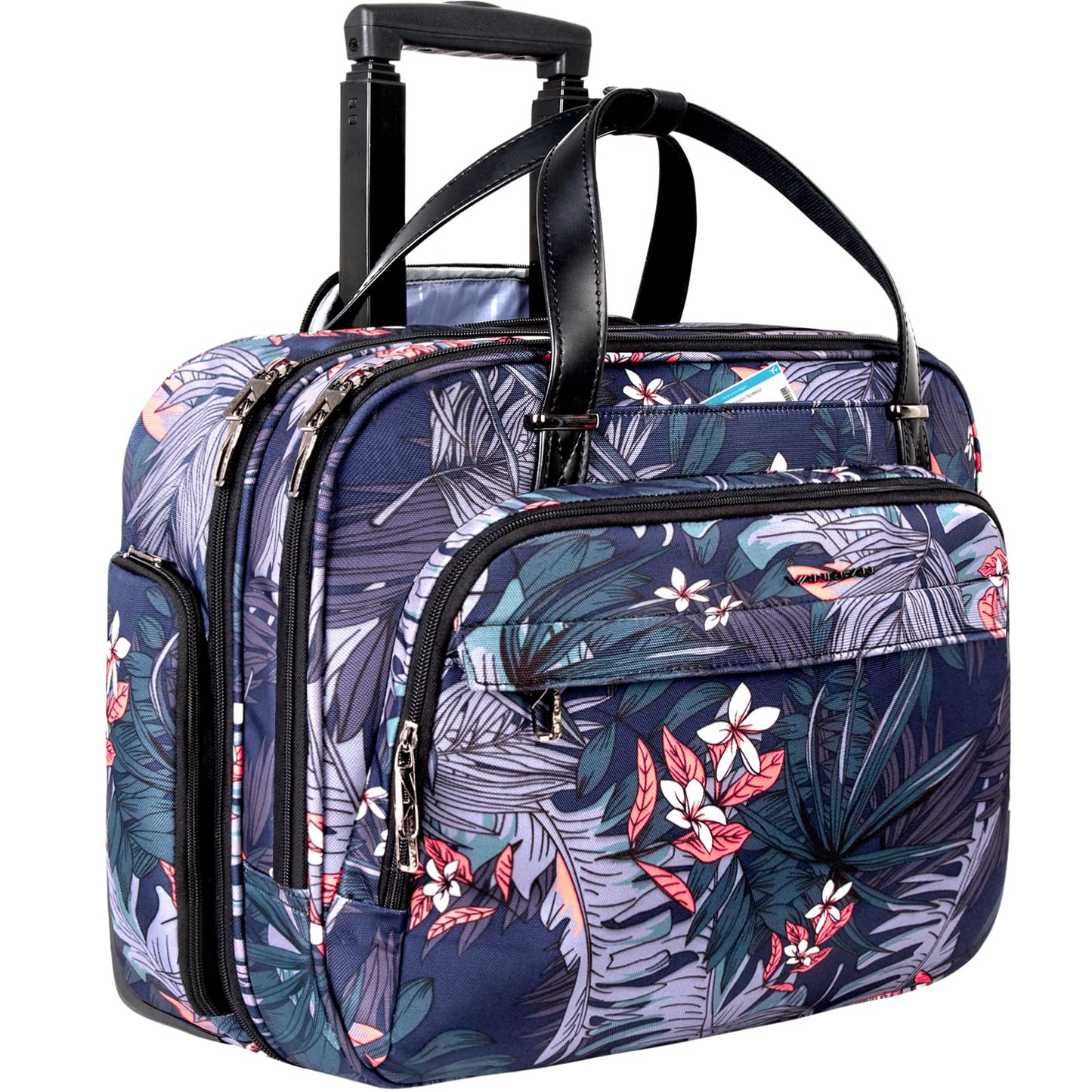 VANKEAN Rolling Laptop Case for Women, Premium Rolling Travel Bag Fits Up to 15.6 Inch Laptop Carry on Briefcase Water-Proof Overnight Rolling Computer Bags with RFID Pockets