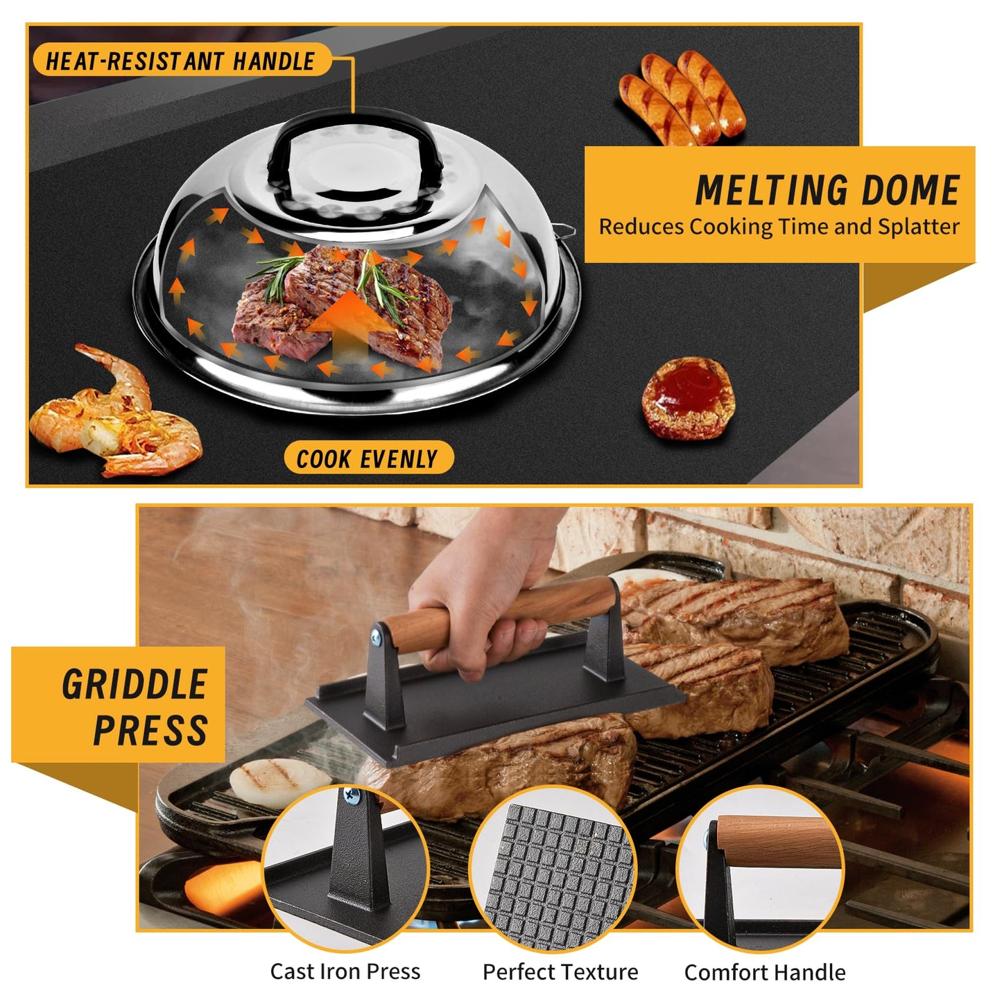 Onlyflame 26PCS Professional BBQ Griddle Tool Kit for Flat Top Grill Blackstone and Camp Chef - Stainless Steel Griddle Spatulas Accessories Kit with Basting Cover, Carry Bag and More Tools