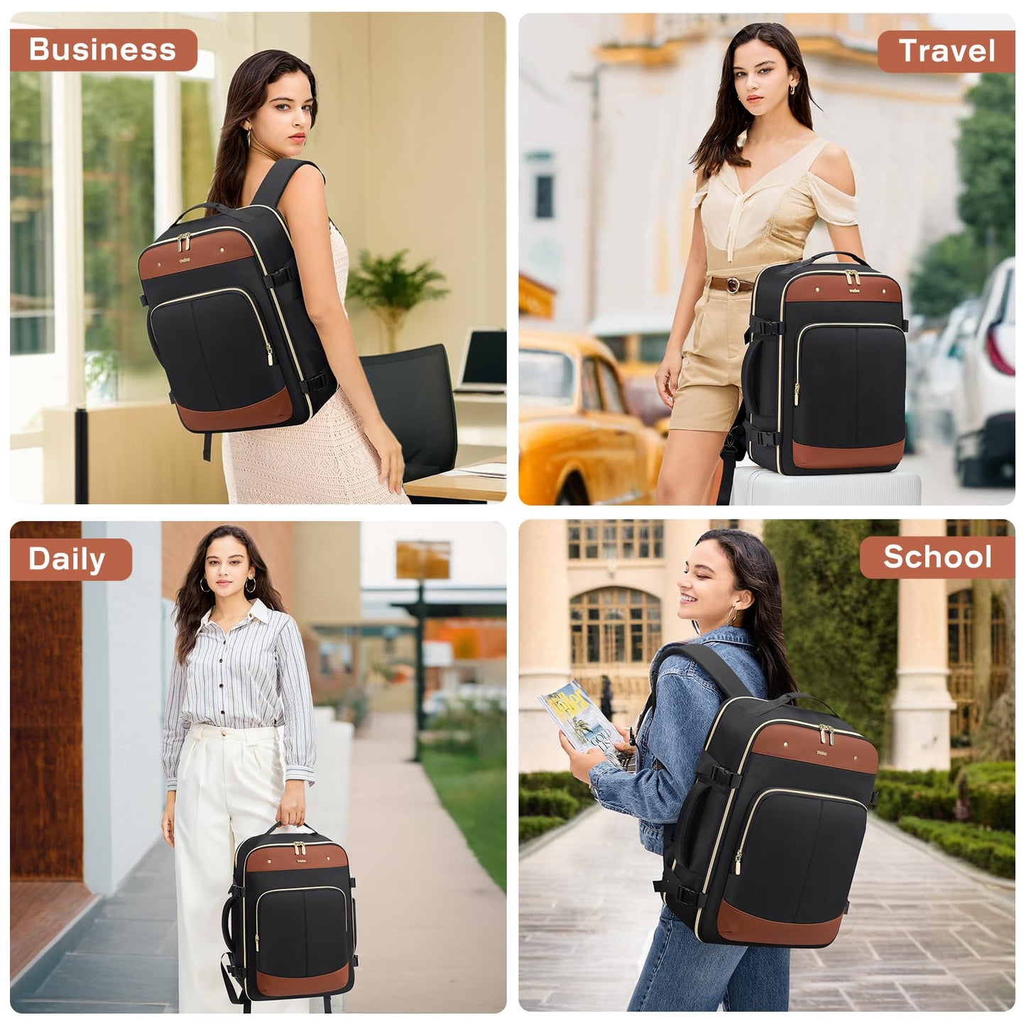 VNINE Travel Backpack for Women Men Carry on Backpack 17 Inch Laptop Backpack 40L Bags Flight Approved Business Bag Water Resistant Luggage Daily Weekender Bag