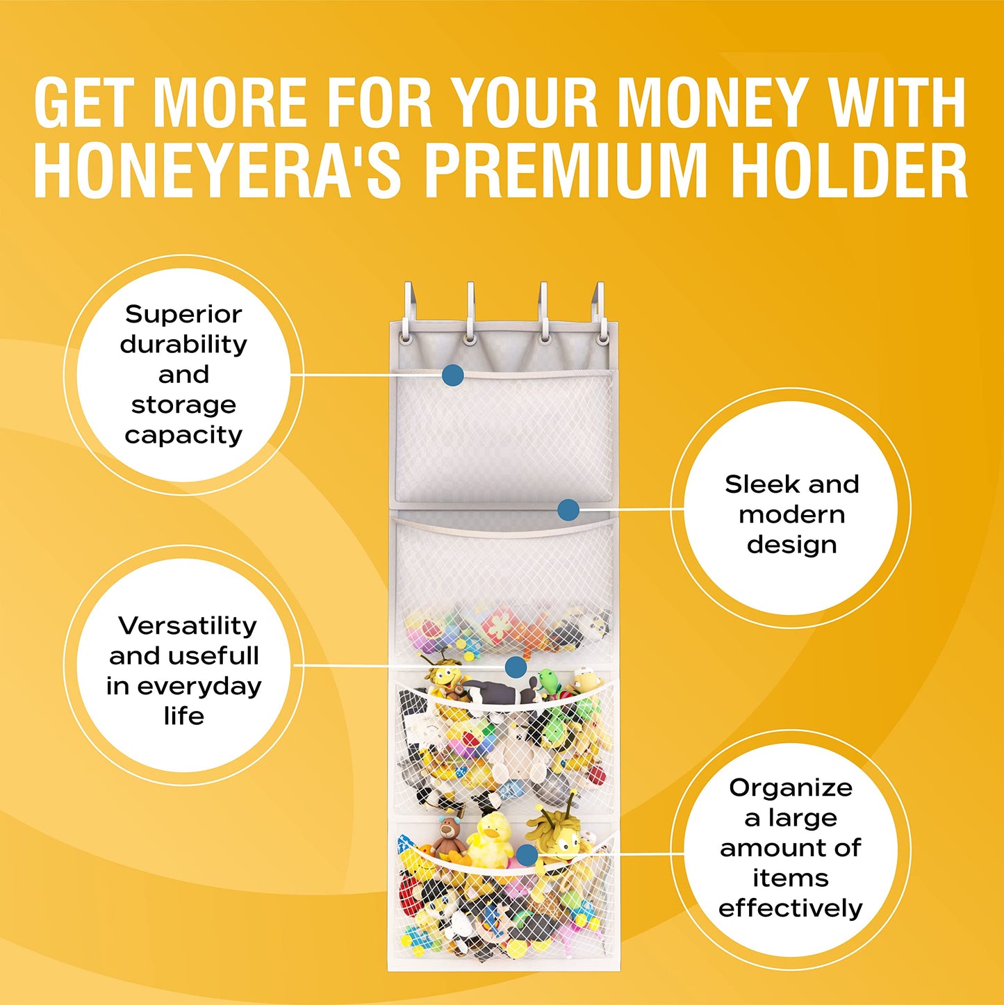 The Original Stuffed Animal Storage (Patent Pending) - Over Door Organizer for Stuffies, Baby Accessories, Toy Plush Storage/Hammock Hanging Storage Net Big Girls Toddler Large Bag Animals stuffy