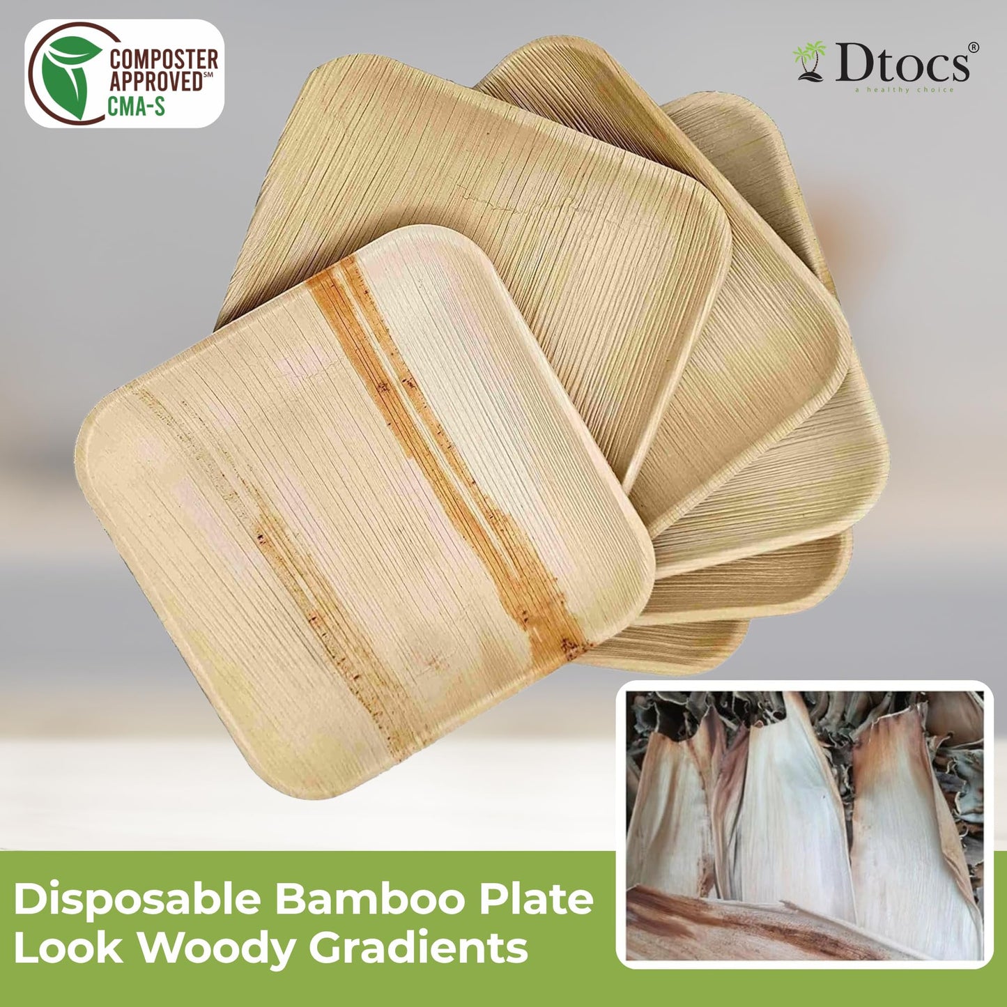 Dtocs Palm Leaf Plates Set (50) – 10" Dinner, 7" Dessert Combo | Bamboo Disposable Look | Party Platter Pack for Holidays, Gifting & Stocking Stuffers | Alternative to Plastic, Wood & Paper Plates