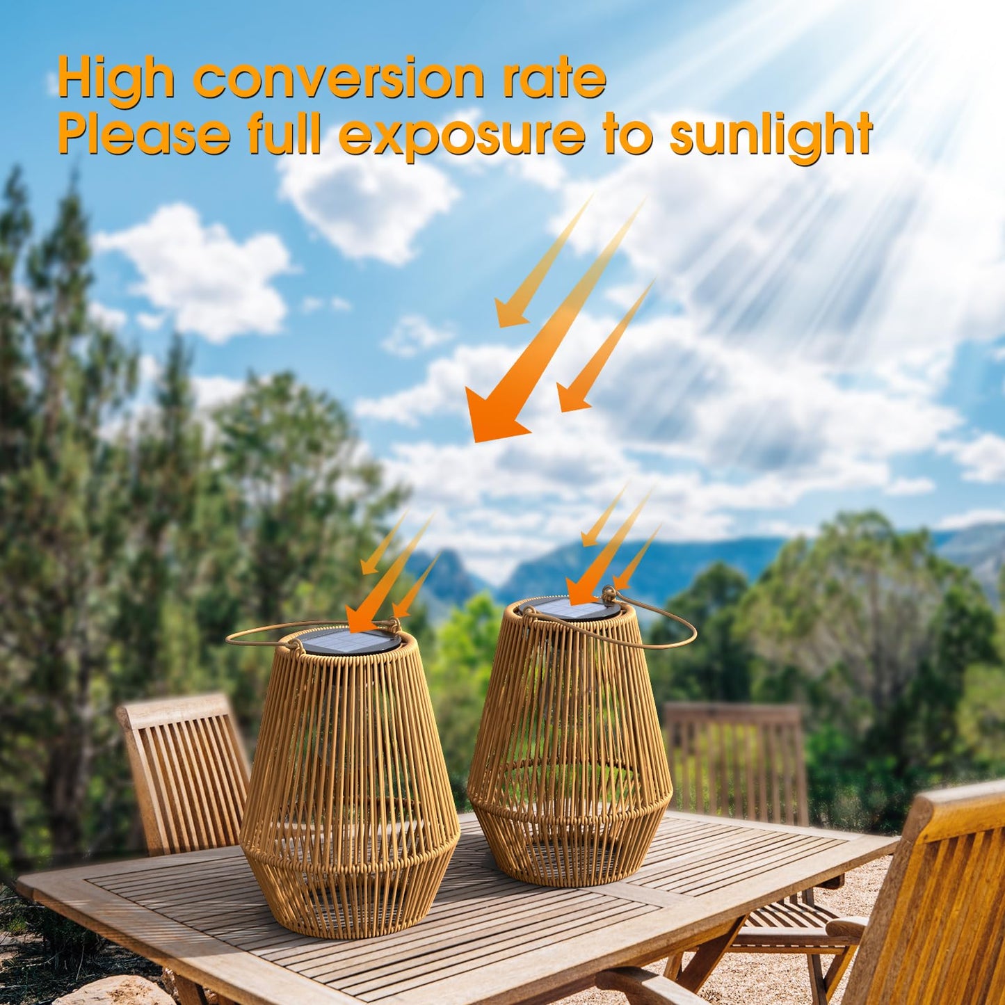 Solar Lanterns Outdoor, KagoLing Solar Lights for Outside Hanging Solar LED Lanterns Waterproof Decorative Table Lamp for Garden Patio Yard -2 Pack