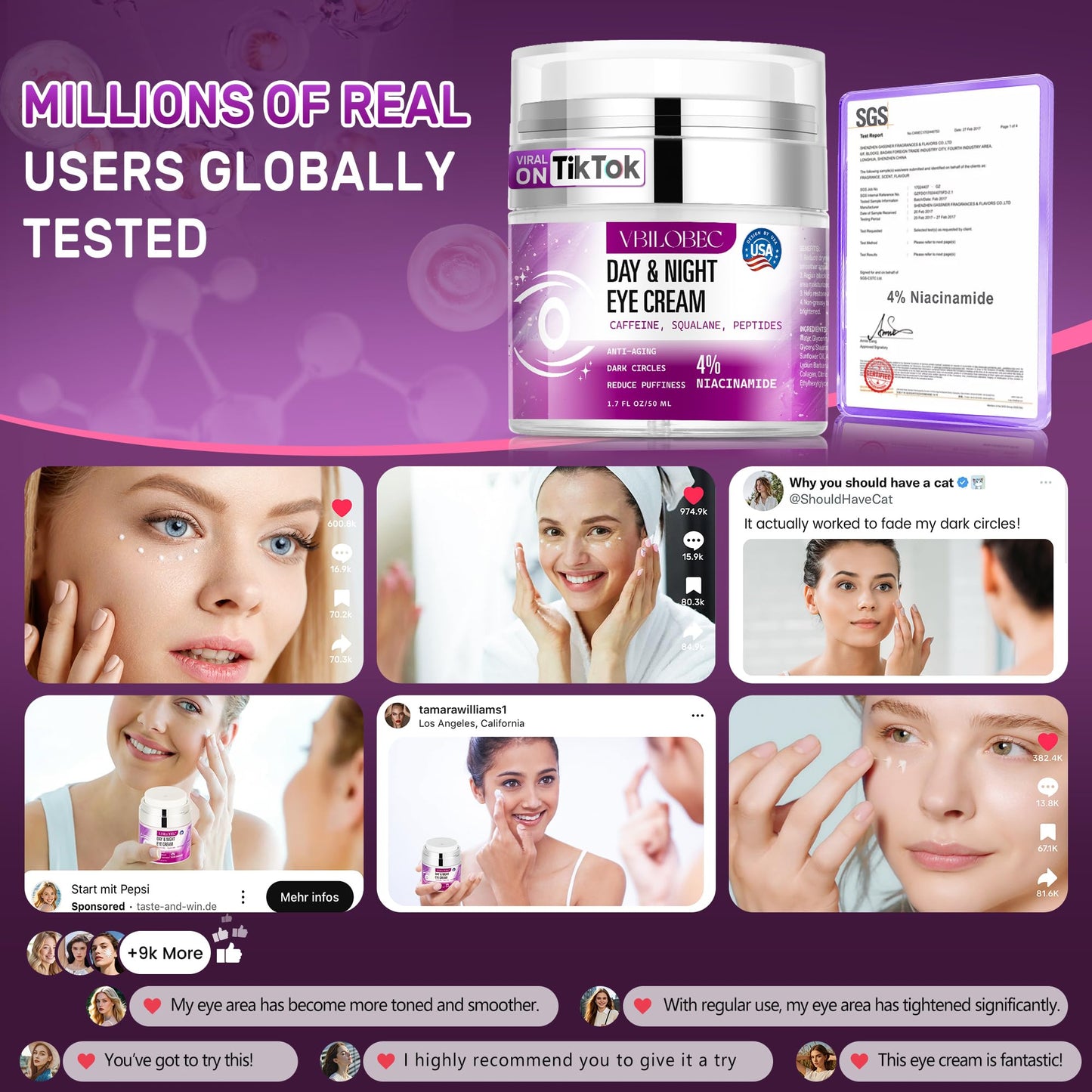 2025 Latest Caffeine Eye Cream 2PC [30+ SGS Certified] [Used by Over 1M Fans]Anti-aging Eye Cream to eliminate dark circles, puffiness, and fine lines.1.7 fl oz, for Women& Men