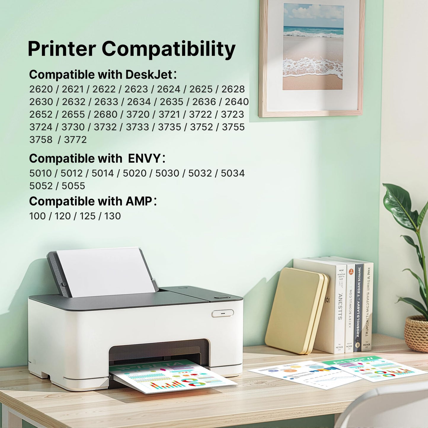 65XL Ink Cartridges Cartouche for 65 Ink 65 XL Encre High Yield HP65XL Ink Cartridge Black and Colour Ink for Envy 5010 5012 5020 5030 5055 DeskJet 2620 2623 2624 3730 3755 AMP100 120 125 130 Printer