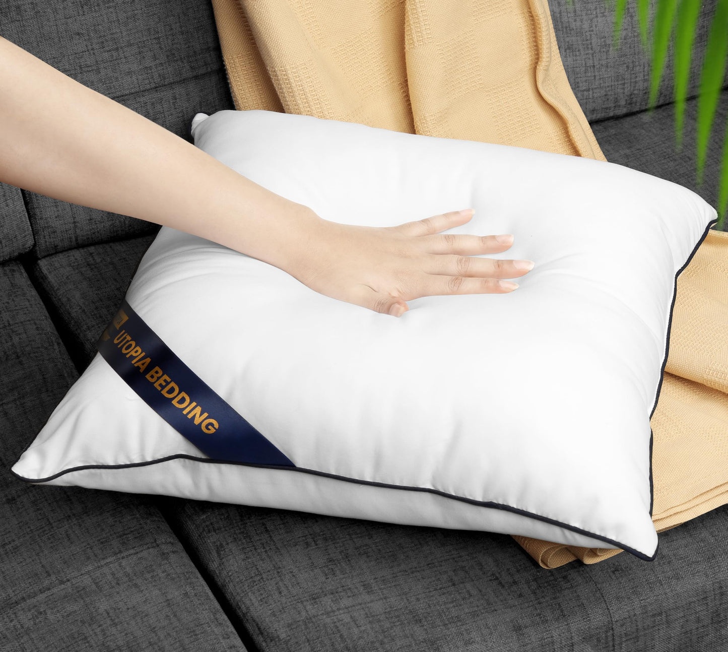 Utopia Bedding Throw Pillow Inserts (Pack of 2, White), 22x 22 Inches Decorative Indoor Pillows for Sofa, Bed, Couch, Cushion Sham Stuffer
