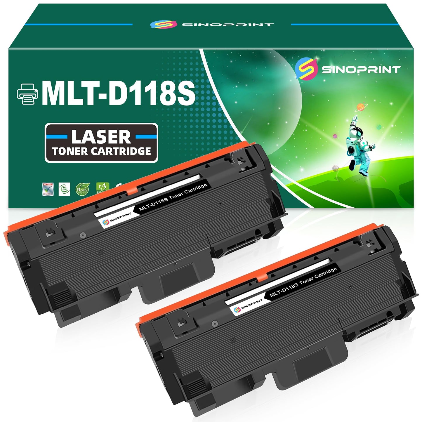 SINOPRINT MLT-D118S Black Toner Cartridge Replacement for Samsung MLT-D118S D118S MLT-D118L MLT-D118E Toner for Samsung Xpress M3065FW M3015DW Printer (1,200 Pages, 2-Pack Black)