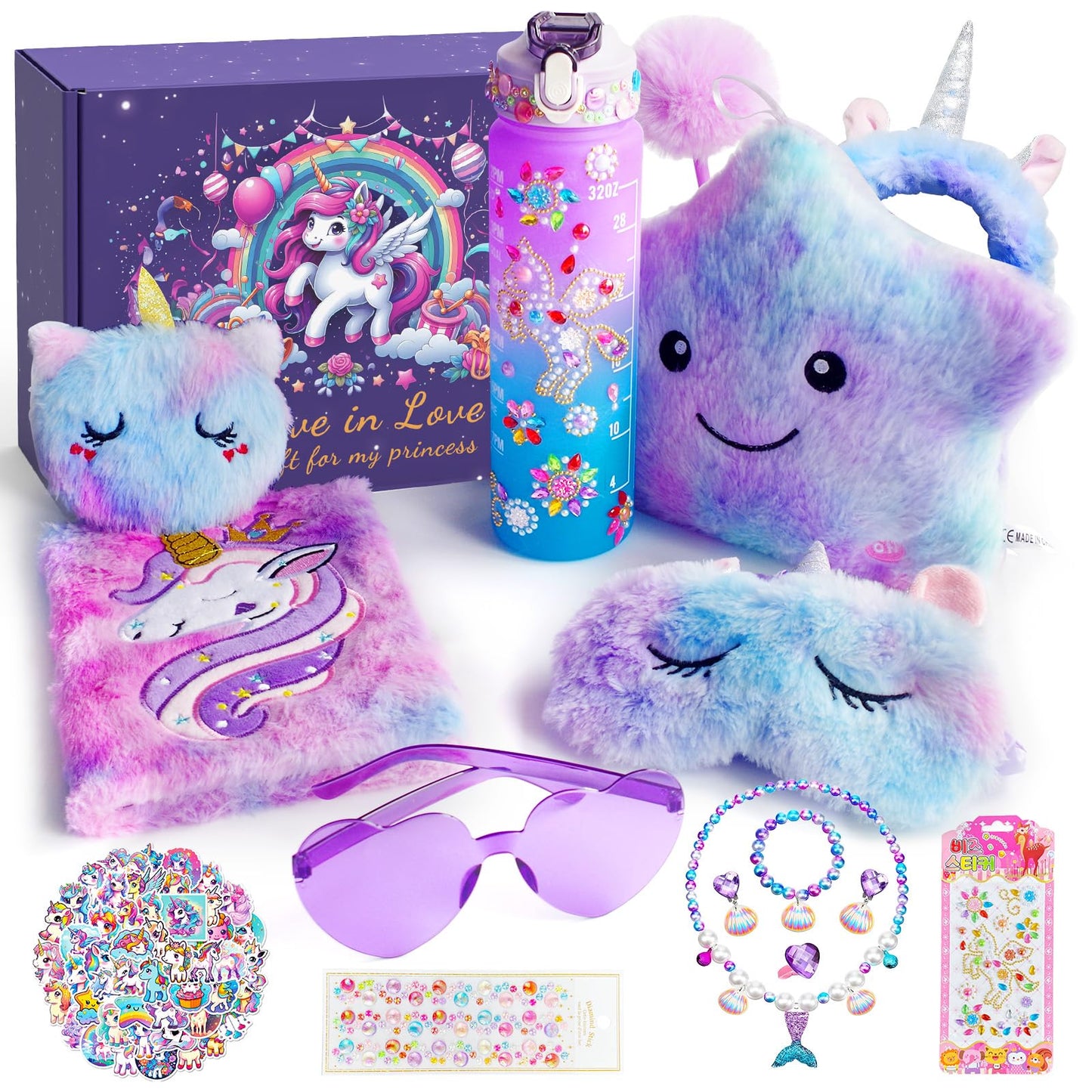Unicorn Gifts Toys for Girls Kids Party Favors Kindergarten Graduation Gifts Birthday Gifts for Girls Age 3 4 5 6 7 8 9 10+Years Old Halloween Thanksgiving Christmas Age 6-8 Box Stuffed Diary
