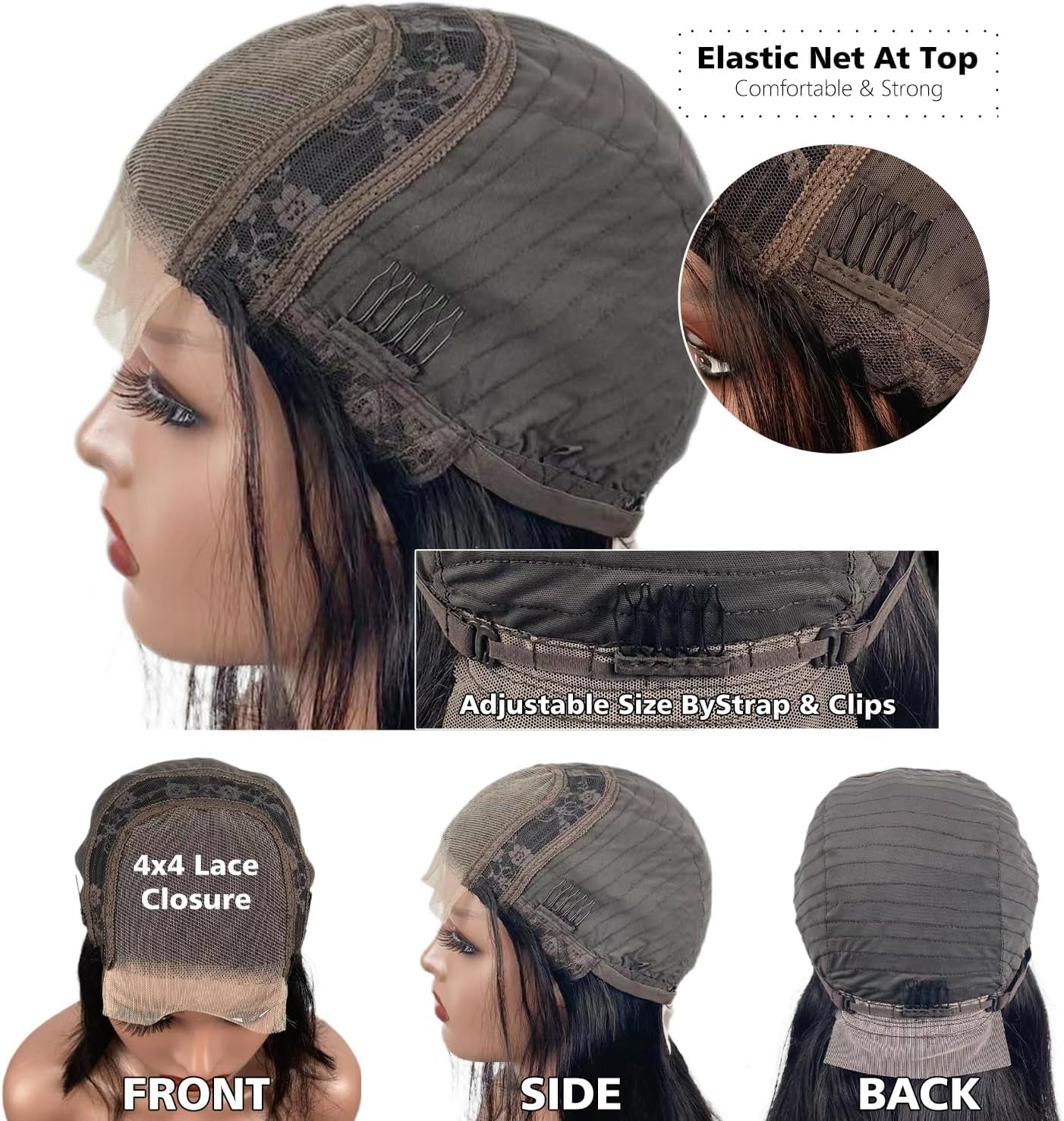 Bob Wig Human Hair 4x4 Lace Front Wigs Human Hair 12 Inch Straight Bob Wigs for Women Human Hair Short Bob Glueless Wig Human Hair Pre Plucked with Baby Hair 150% Density Perruque Femme Humain Naturel