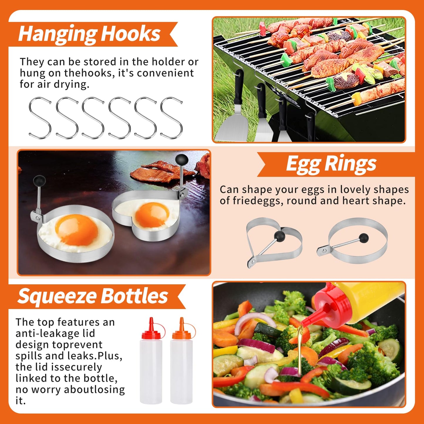 Bbcuepro 22 PCS Griddle Accessories Kit - Stainless Steel Flat Top Grill BBQ Spatula Set for Outdoor Barbecue Camping Cooking