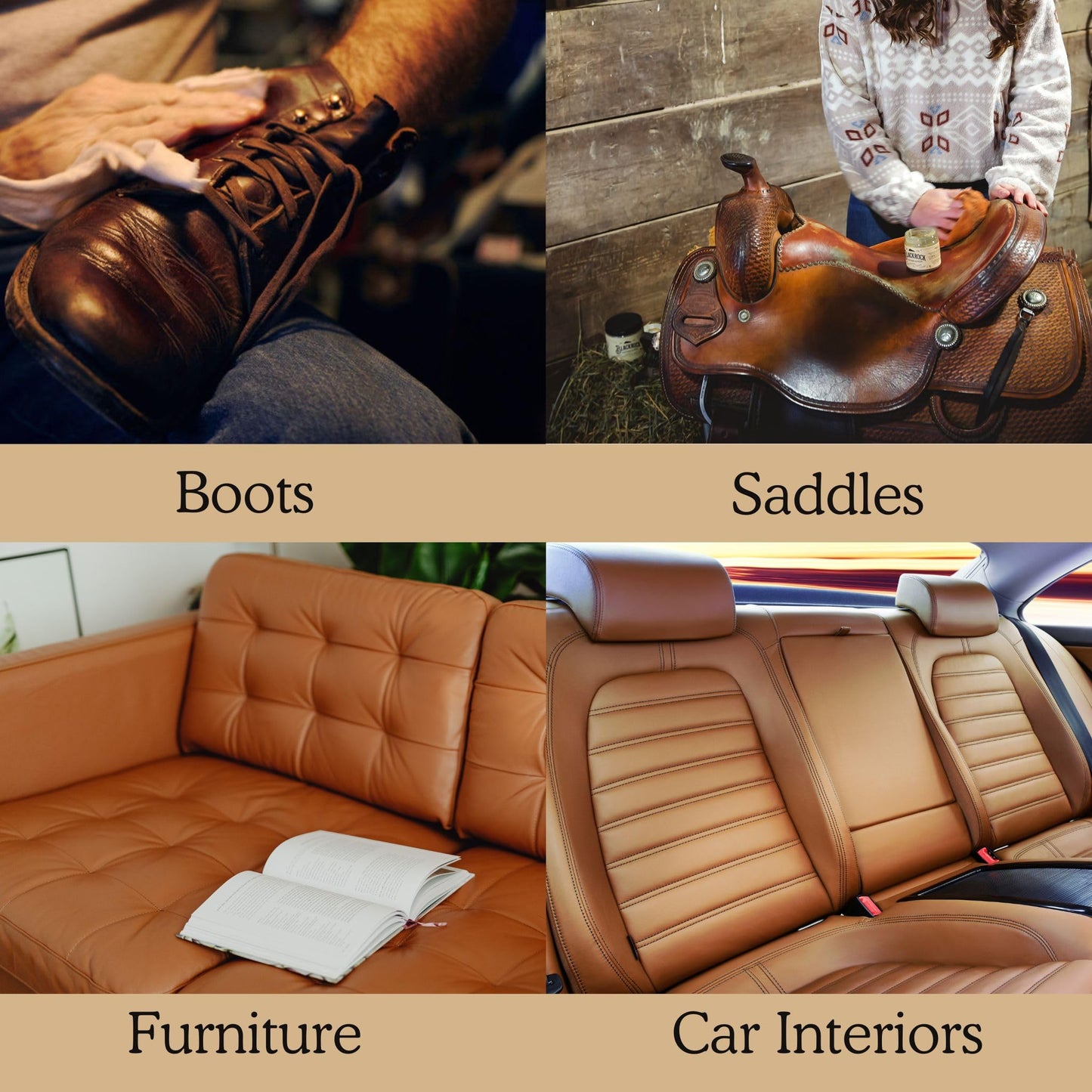 Blackrock Leather N Rich Leather Cleaner & Conditioner, Premium 2-in-1 Care, Made in USA – Leather Balm for use on Furniture, Car Interiors, Saddles & Horse Tack, Shoes, Bags, and Jackets