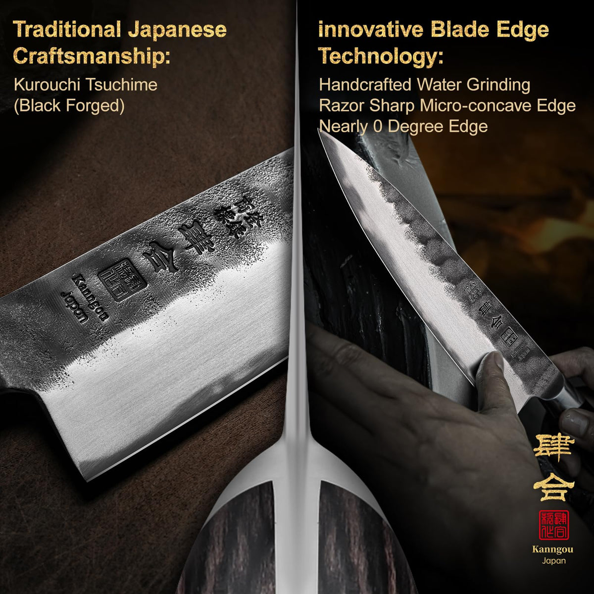 Kanngou 8 Inch Chef Knife Japanese Kitchen Knife, AUS-8 Alloy Steel Japanese Knife with Full-Tang Pakkawood Handle, Chef's Knives with Premium Gift Box