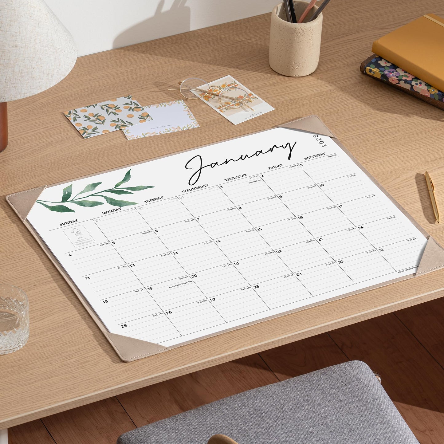 Large Desk Calendar 2026-2027 with Desk Mat, Cabbrix Desk Pad Calendar 22 x 17 Inch Runs From January 2026 to June 2027, Desk Blotter Calendar 2026-2027 for Home School and Office (Apricot)
