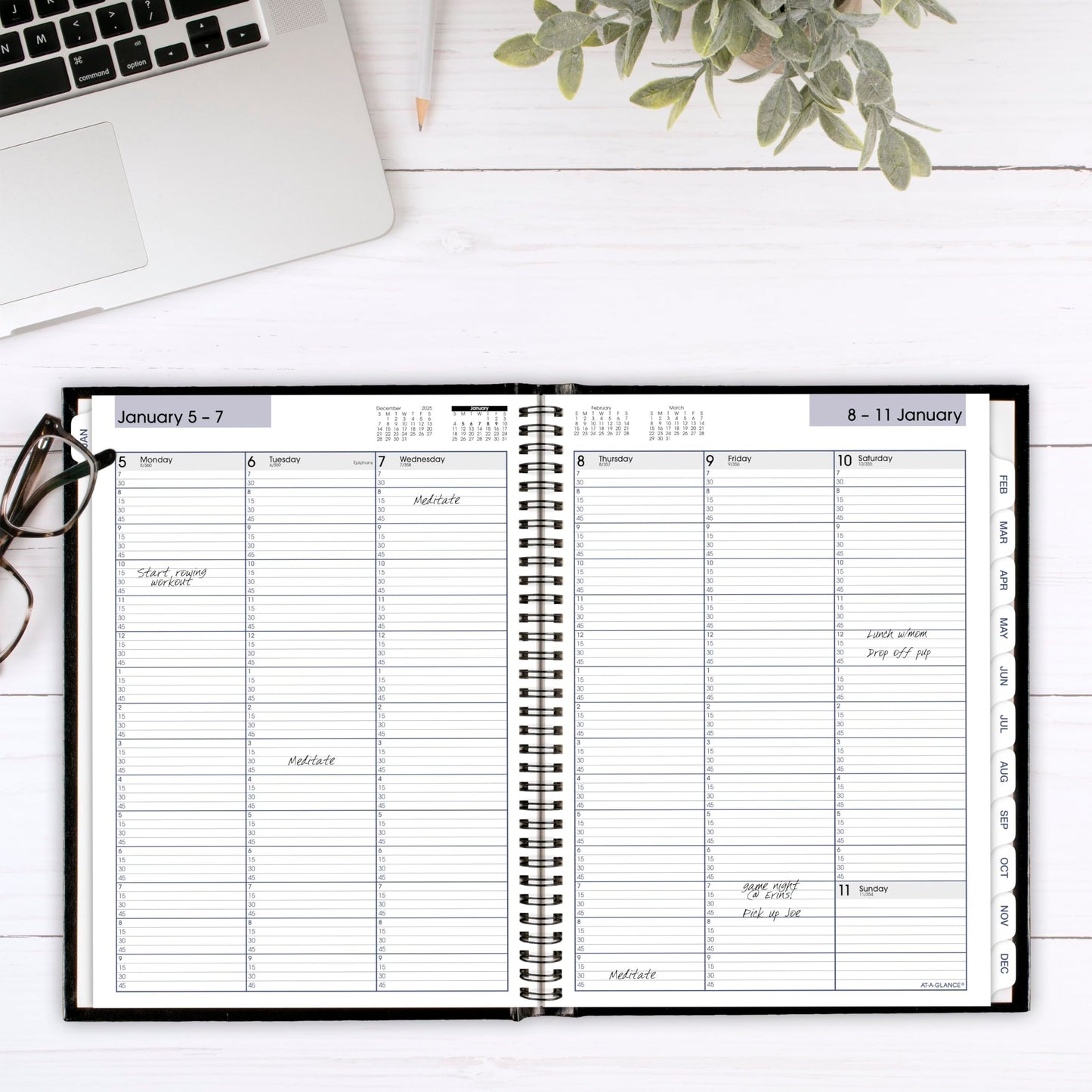 AT-A-GLANCE 2026 Appointment Book Planner, Weekly, 8" x 11", Large, Quarter-Hourly, Hardcover, DayMinder, Black (G520H0026)