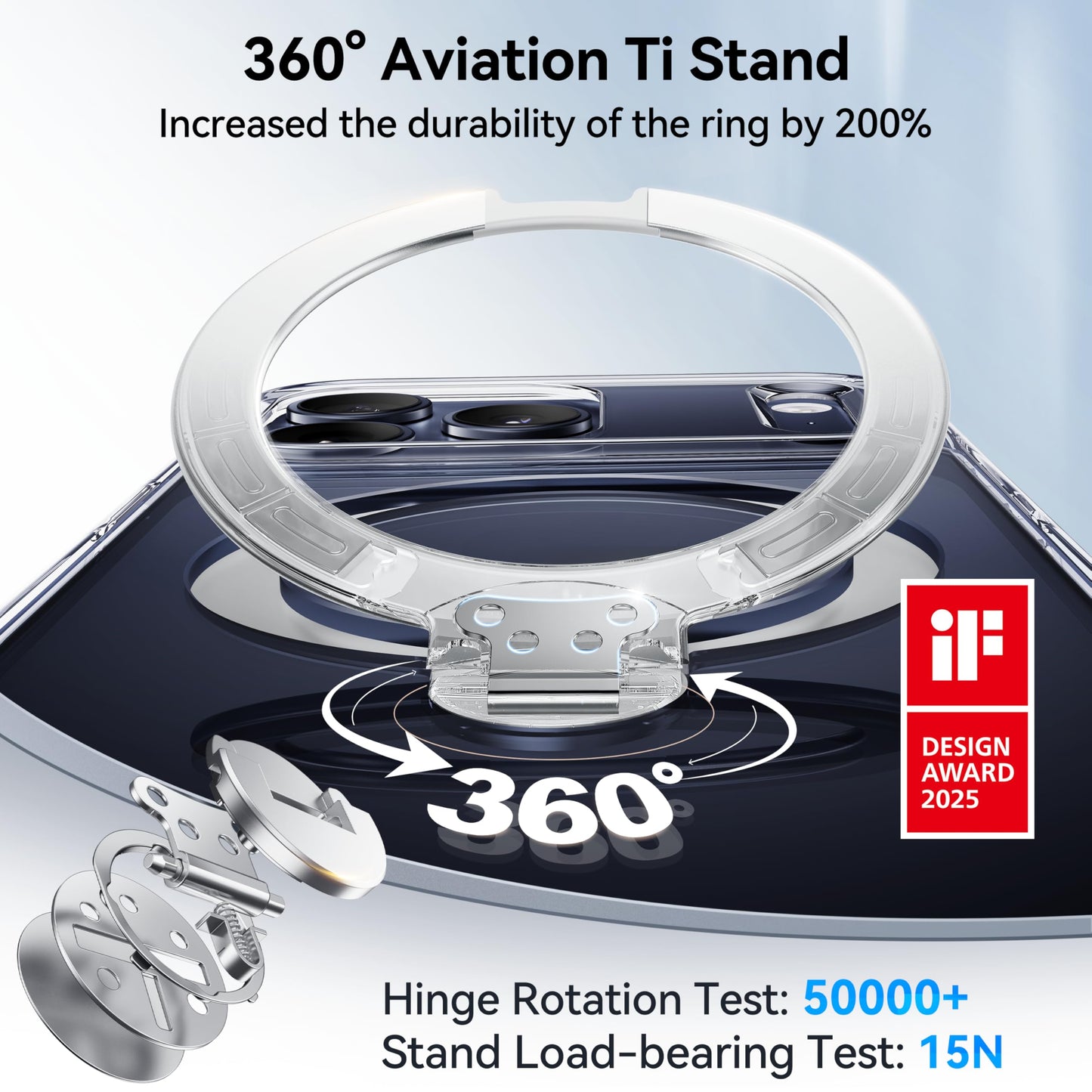 CASEKOO Clear Designed for iPhone 17 Pro Case with 360 Spin Magnetic Stand [Fit for MagSafe][17FT Military Protection] Slim Polished for iPhone 17 Pro Case with Stand 6.3'', Clear