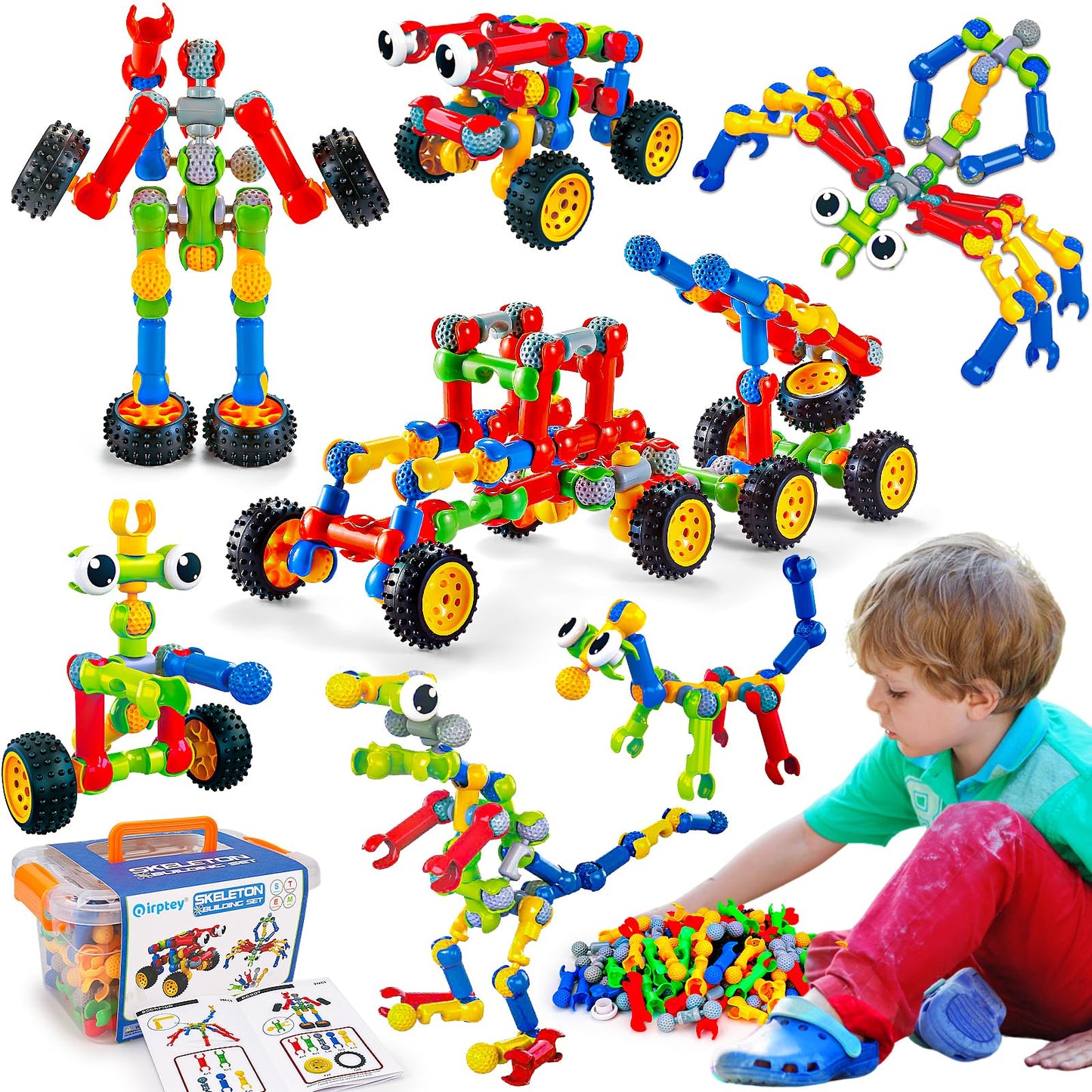 Kids STEM Building Toys for 3 4 5 6 7 8+ Year Old Boy Girl Birthday Gift, 125 Pcs Preschool Classroom Educational Building Blocks Stem Kits Ages 3-5 4-8 5-7 6-8 Engineering Creative Games
