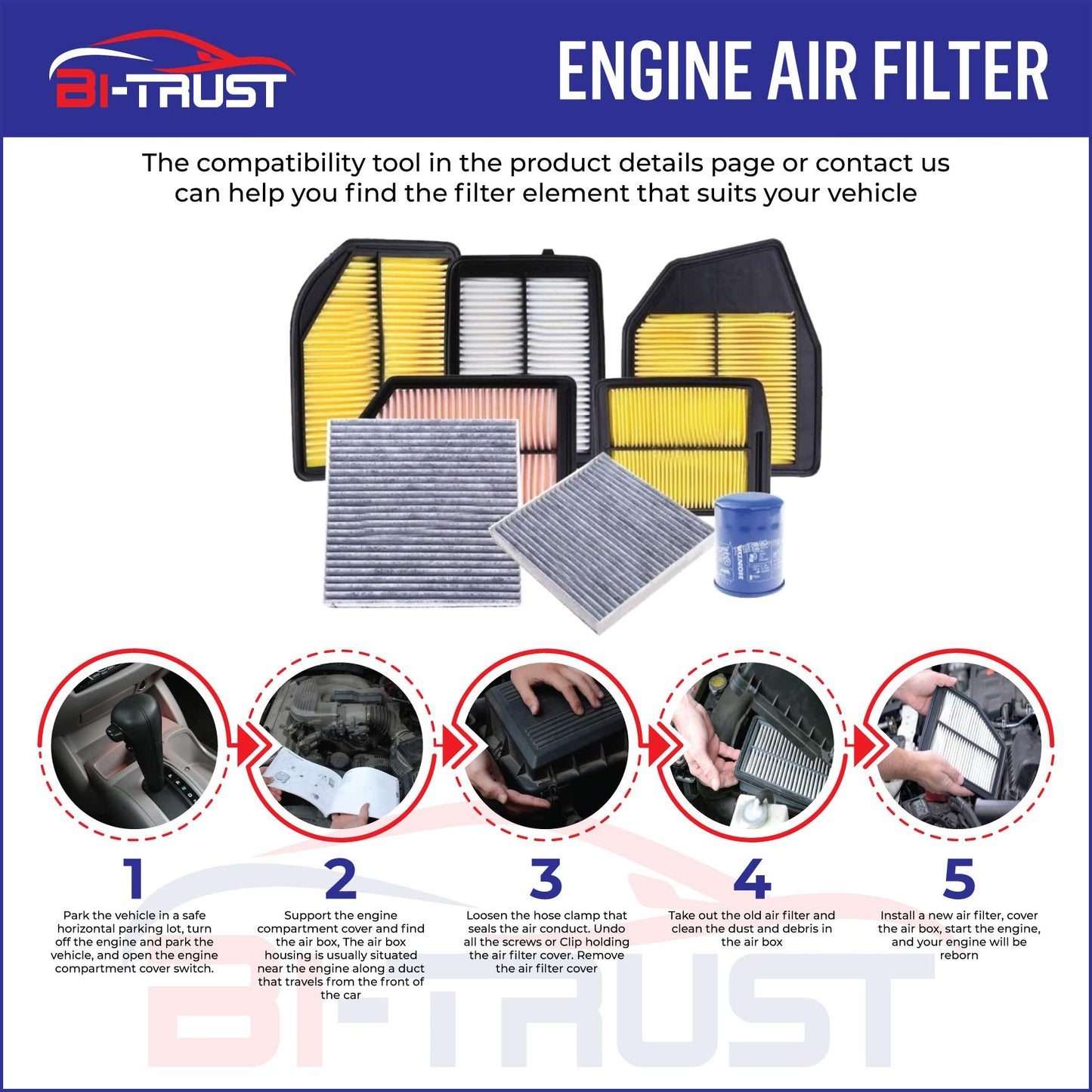Engine & Cabin Air Filter Kit for Honda Civic 2016–2026 & HR-V 2023–2026 2.0L L4, Replacement CF11182 80291-T5R-A01, Direct Fit