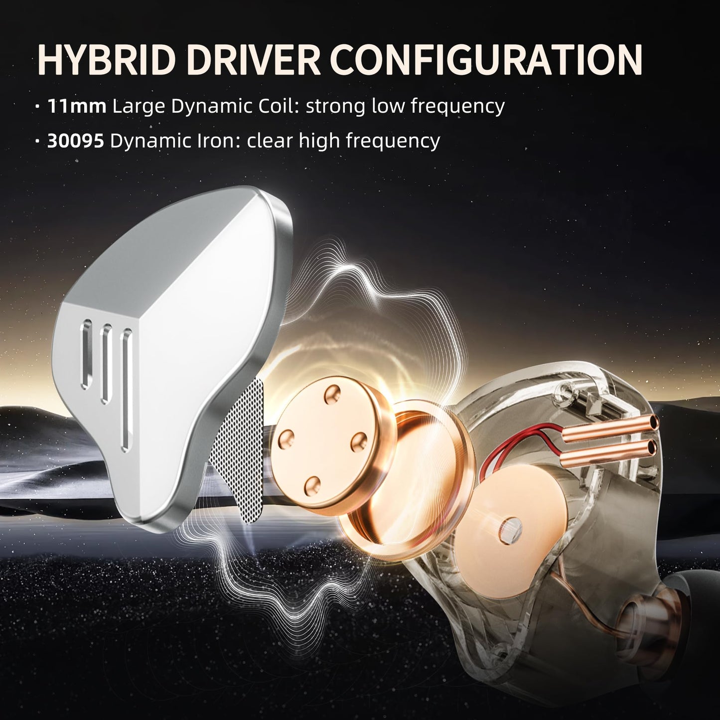 A20PRO In Ear Monitor Headphones, HIFI WALKER 1DD+1BA Hybrid IEM Earbuds with 11mm Driver, Wired Earphones with Detachable Cable, Gaming & Studio Monitor Headphones for Musicians, Singers, Audiophiles