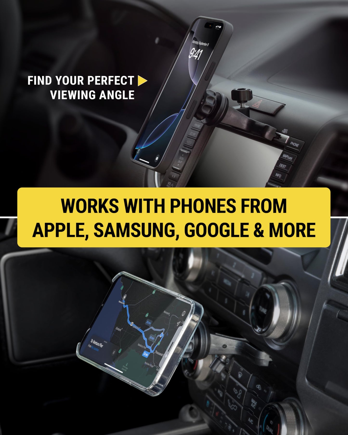 Scosche SMS1CD MagSafe CD Slot Phone Mount, Adjustable Magnetic Cell Phone Holder for Car CD Player, Compatible with iPhone 16 15 14 13 12 Pro Max Mini Plus, Mag Safe Case & More with MagSafe Ring