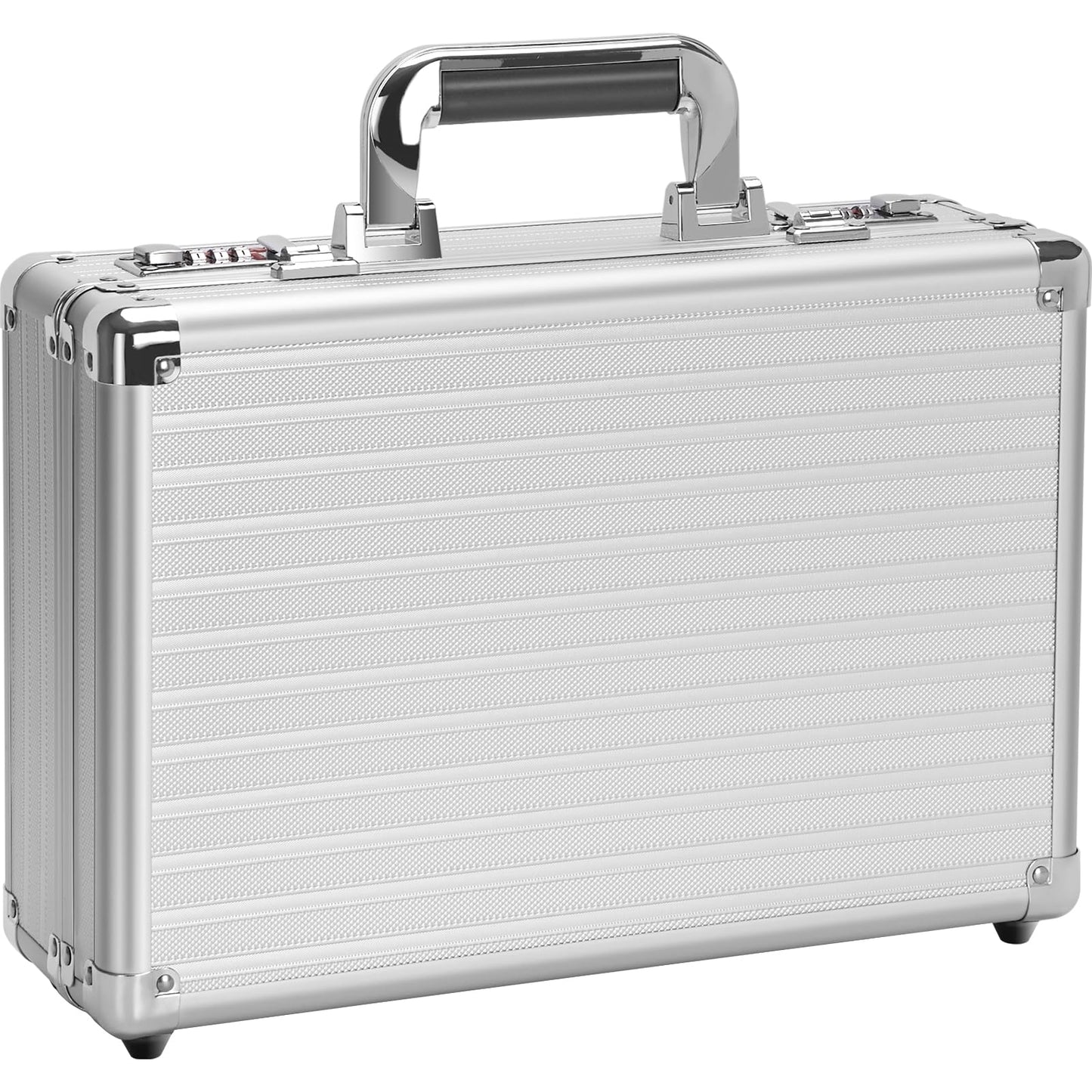 LOCKCURX File Organizer Storage Box - 14.2 x 9.4 x 4.5 Inch Medium, Portable Locking Storage Totes with Dual Combination Locks for Cash, Documents & Valuables - Silver